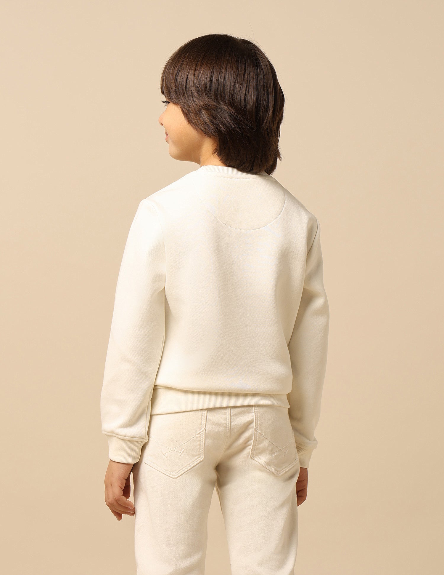 Boys Brand Printed Regular Fit Sweatshirt Off White - U.S. POLO ASSN. | Large