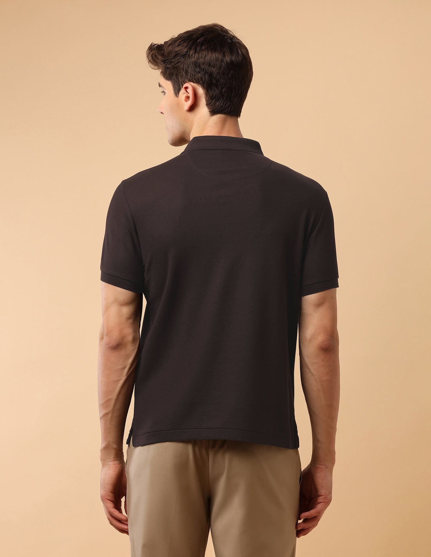 Solid Slim Fit Polo Shirt Dark Brown - U.S. Polo Assn. India | Large