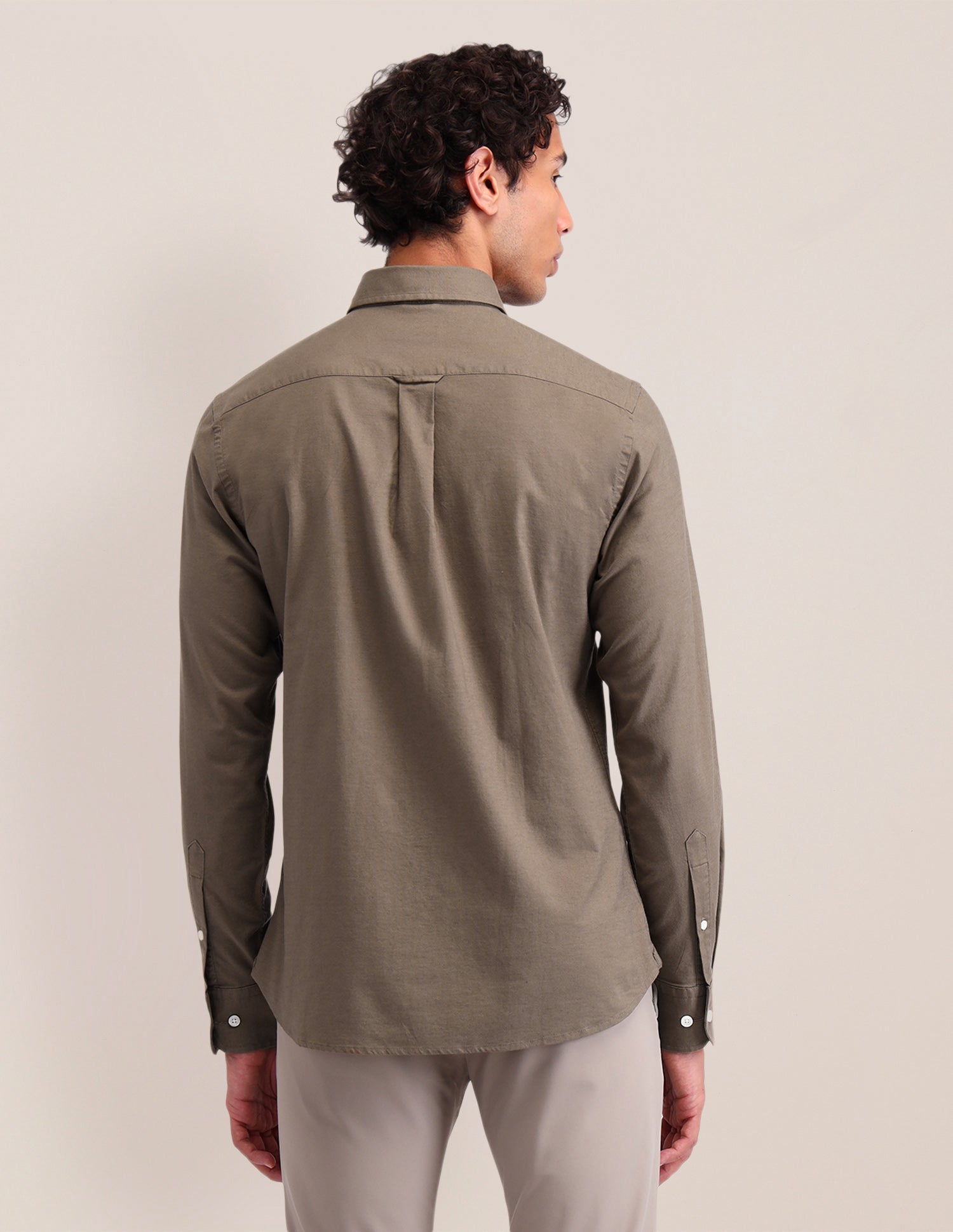 Solid Tailored Fit Shirt Khaki - U.S. POLO ASSN. | Large