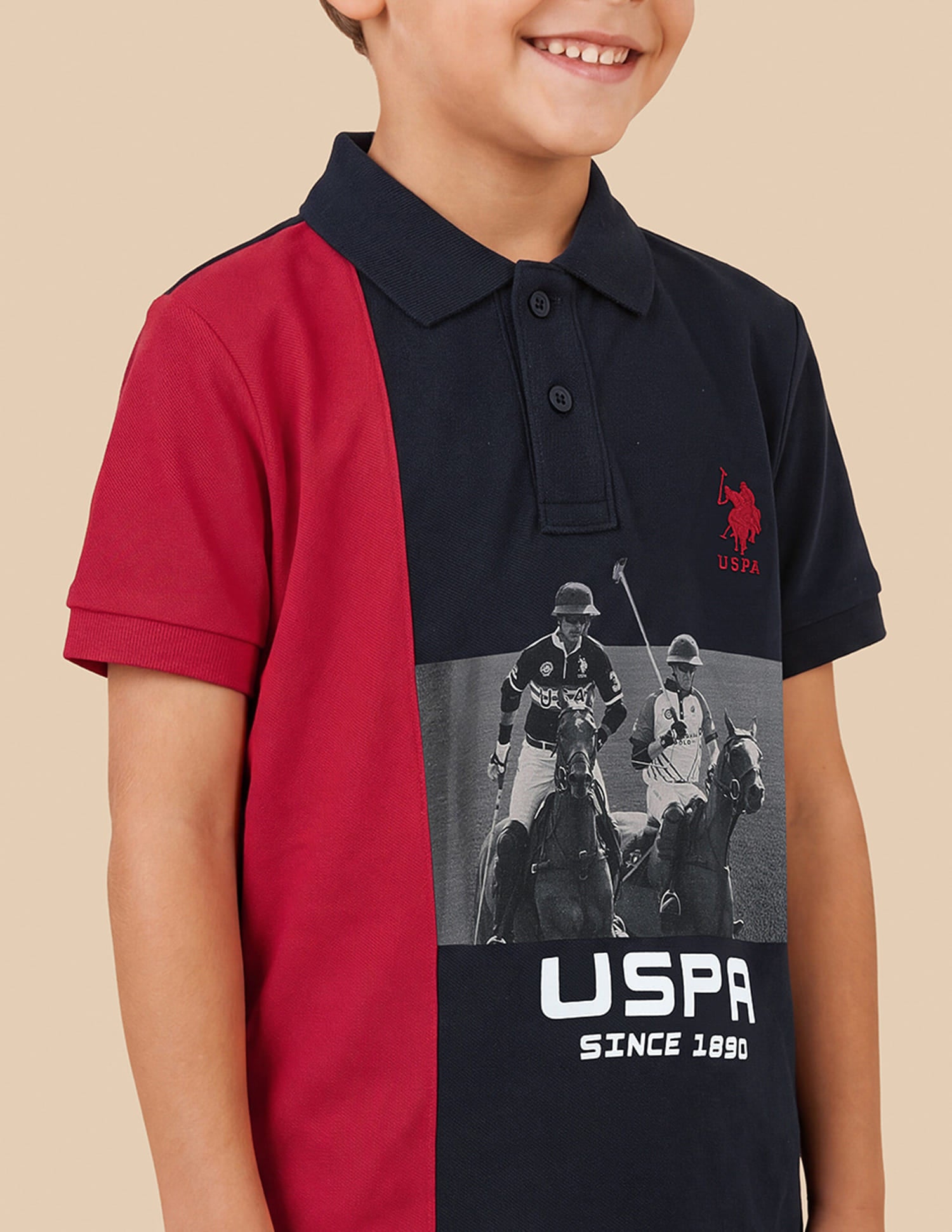 Graphic Brand Printed Regular Fit Polo Shirt Blue - U.S. Polo Assn. India | Large
