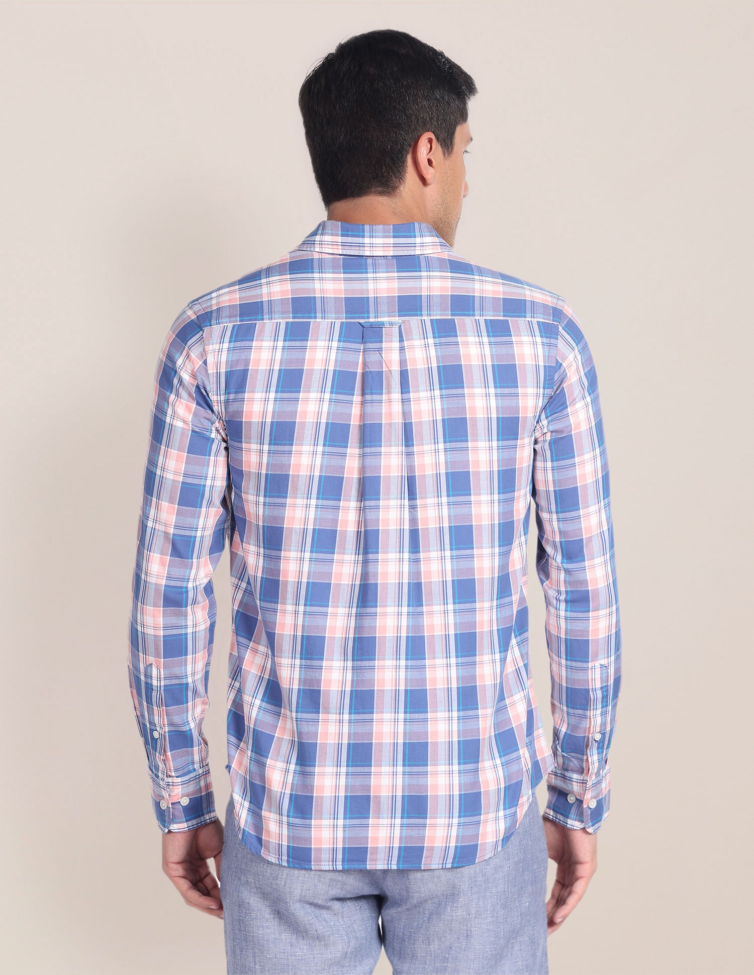 Plaid Check Cotton Twill Shirt Blue - U.S. Polo Assn. India | Large