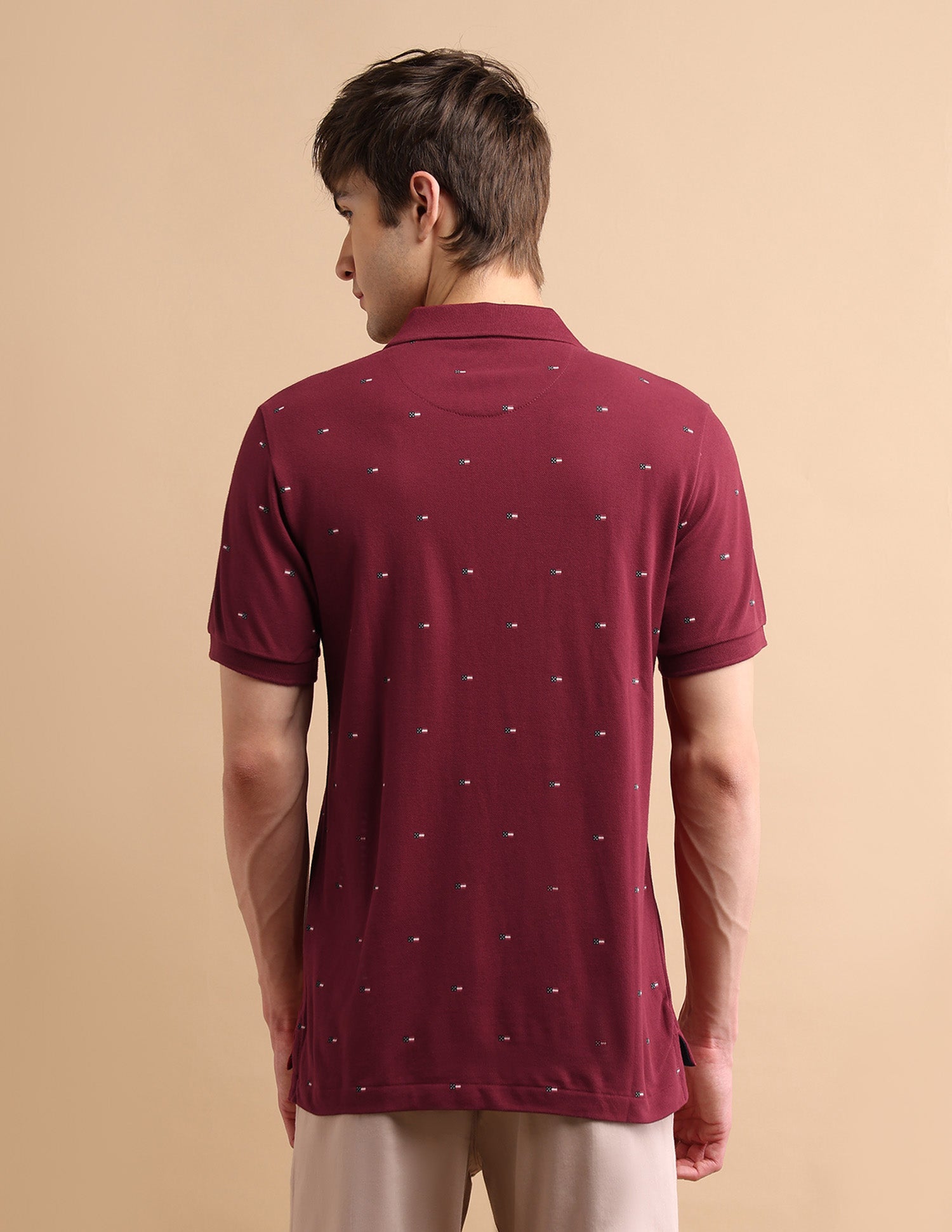 Flag Print Polo Shirt Dark Red - U.S. POLO ASSN. | Large