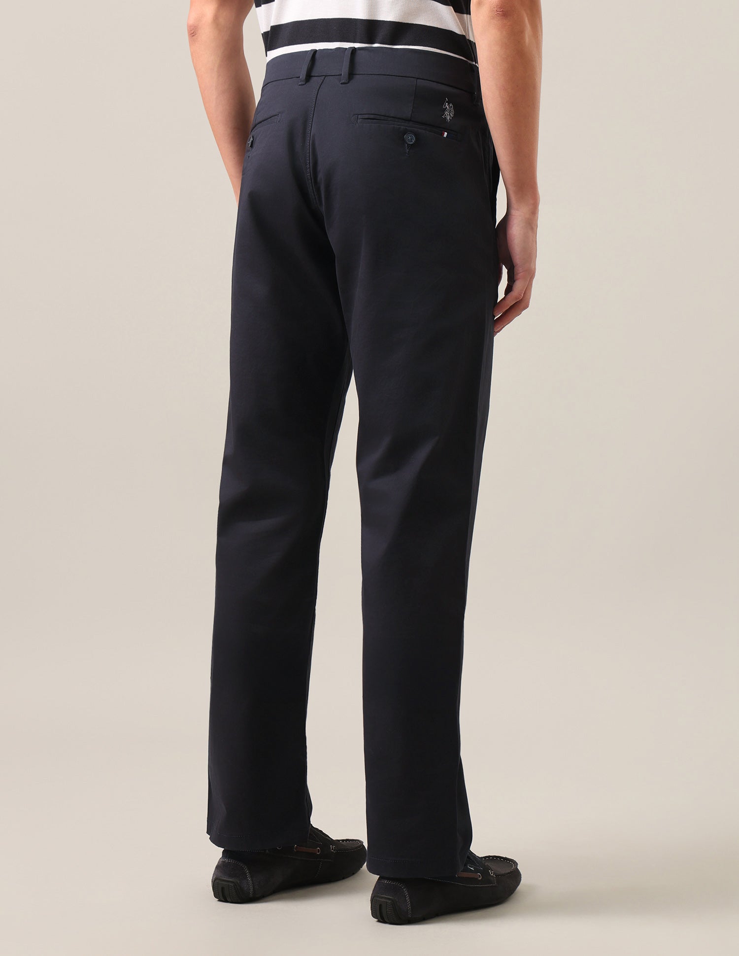 Riley Straight Fit Satin Trousers Navy - U.S. Polo Assn. India | Large