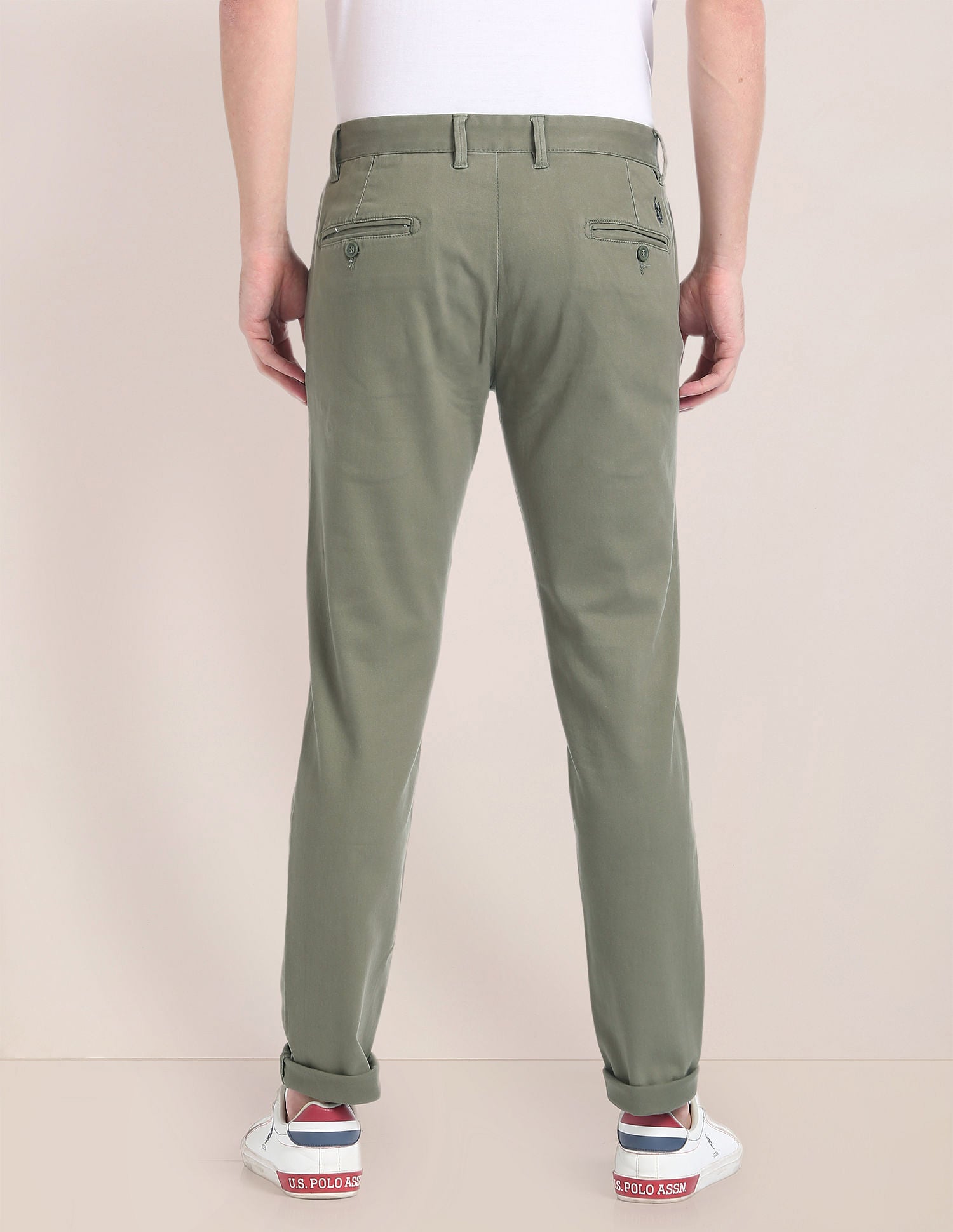 Austin Trim Regular Fit Structured Chinos Olive - U.S. Polo Assn. India | Large