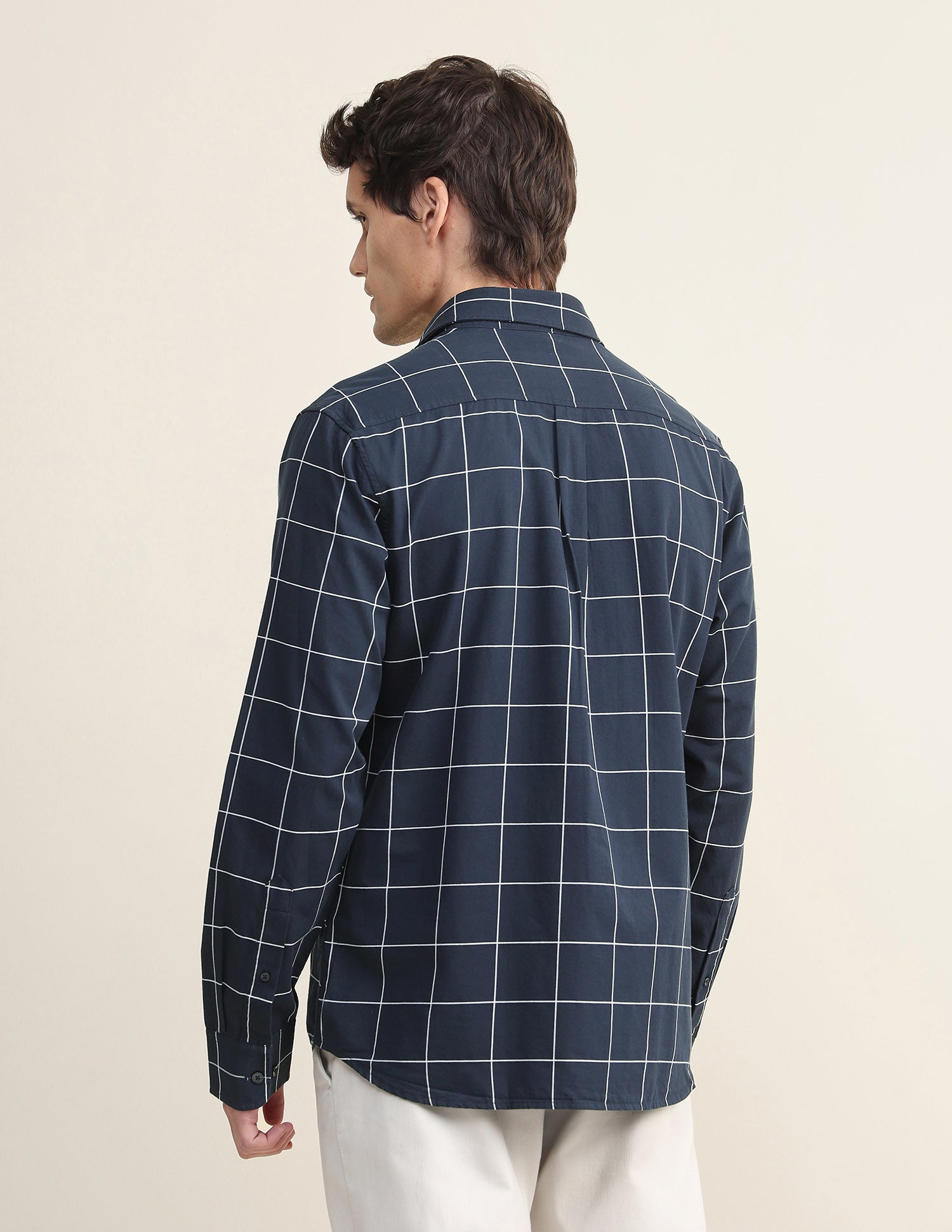 Windowpane Checked Twill Shirt Navy - U.S. Polo Assn. India | Large