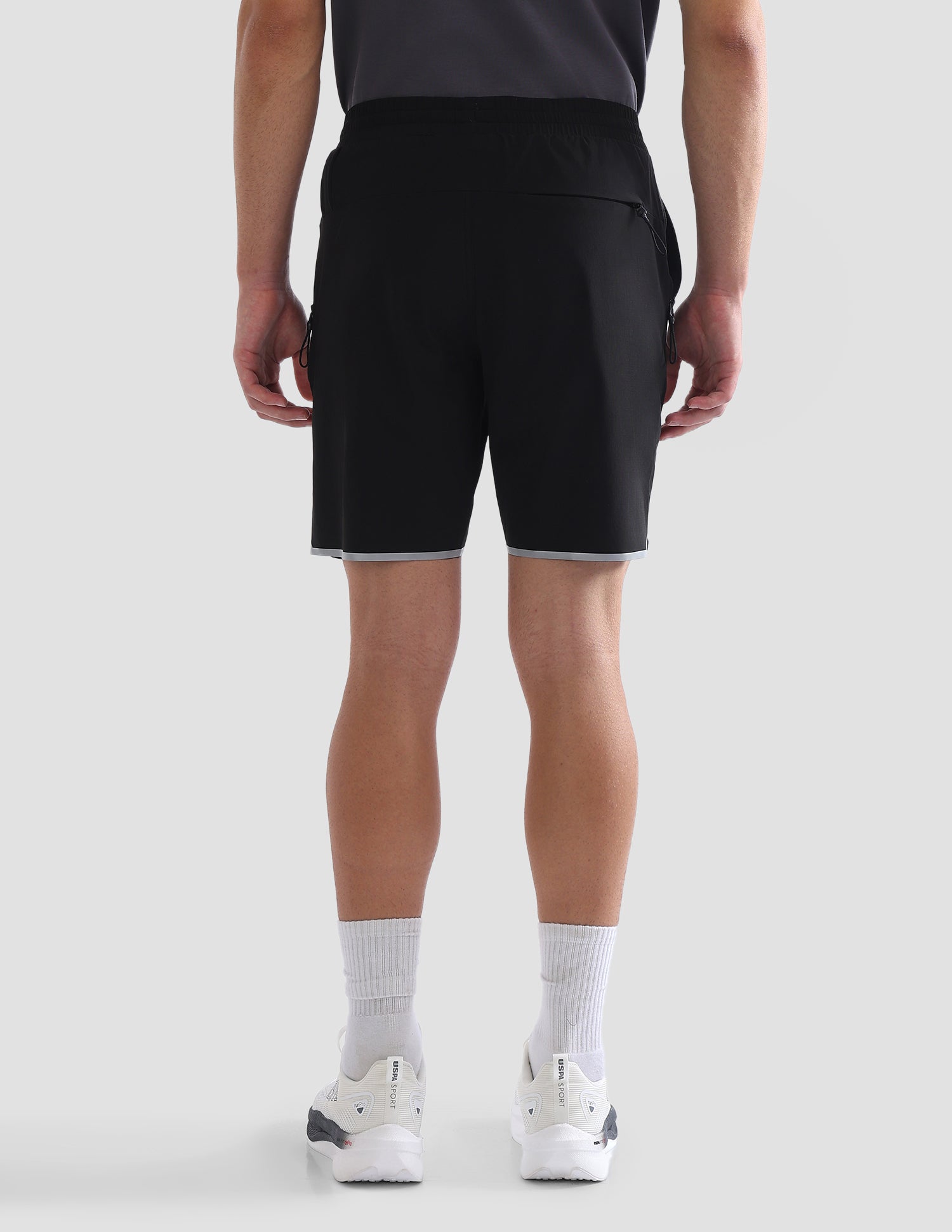 Solid Mid Rise Active Shorts Black - U.S. Polo Assn. India | Large
