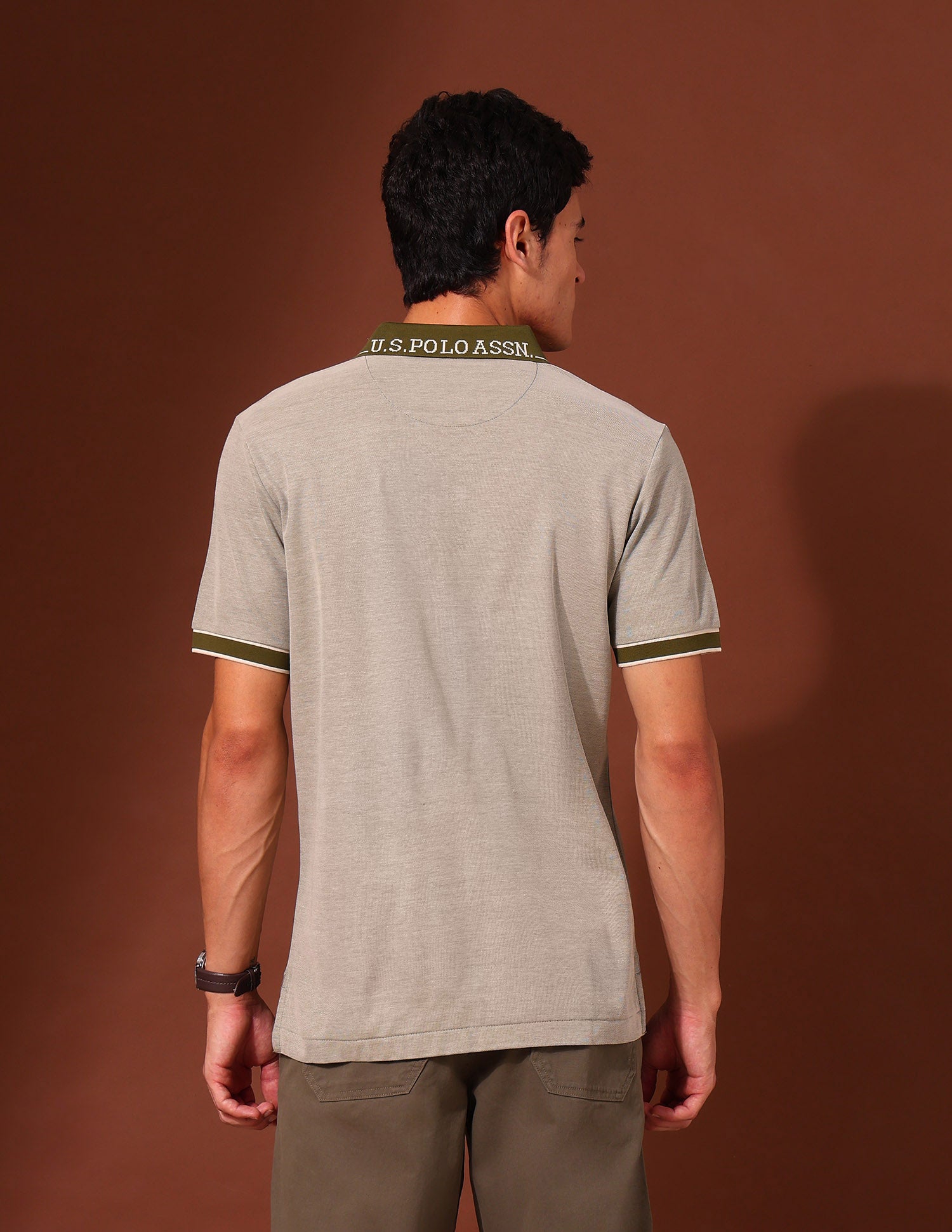 Solid Work and Wander Polo Shirt Light Olive - U.S. Polo Assn. India | Large