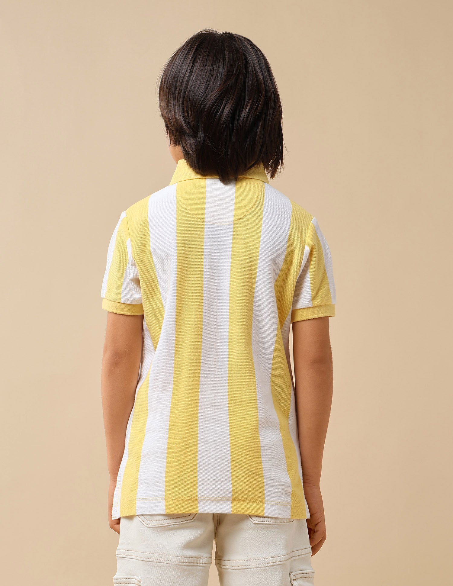 Boys Vertical Striped Regular Fit Polo Shirt Yellow - U.S. POLO ASSN. | Large