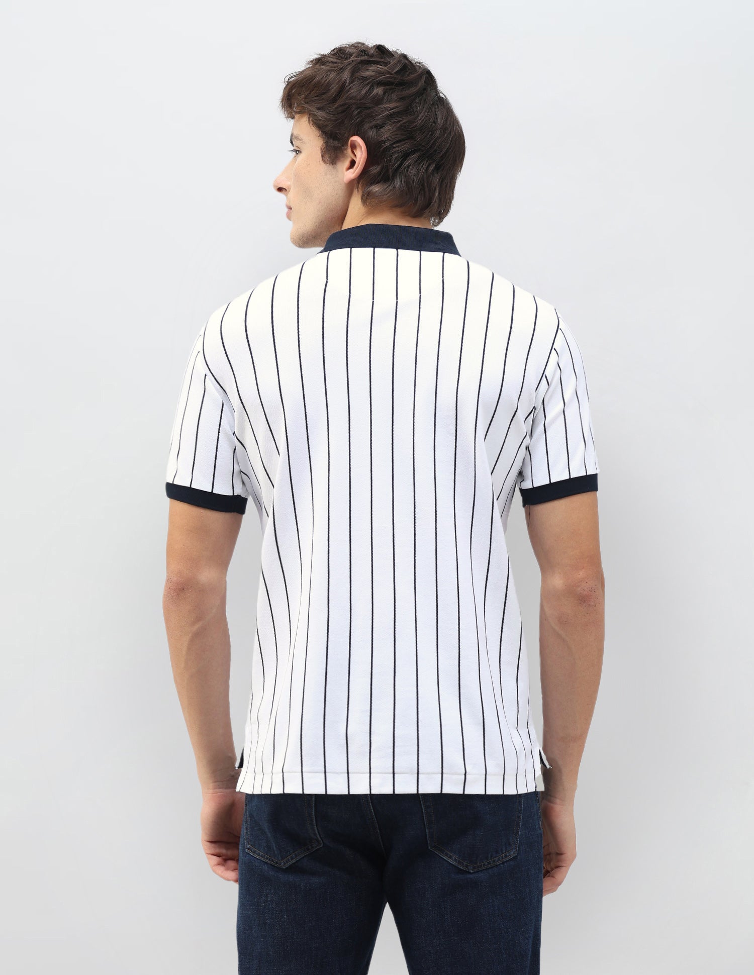 New Port Marina Vertical Striped Polo Shirt White - U.S. Polo Assn. India | Large