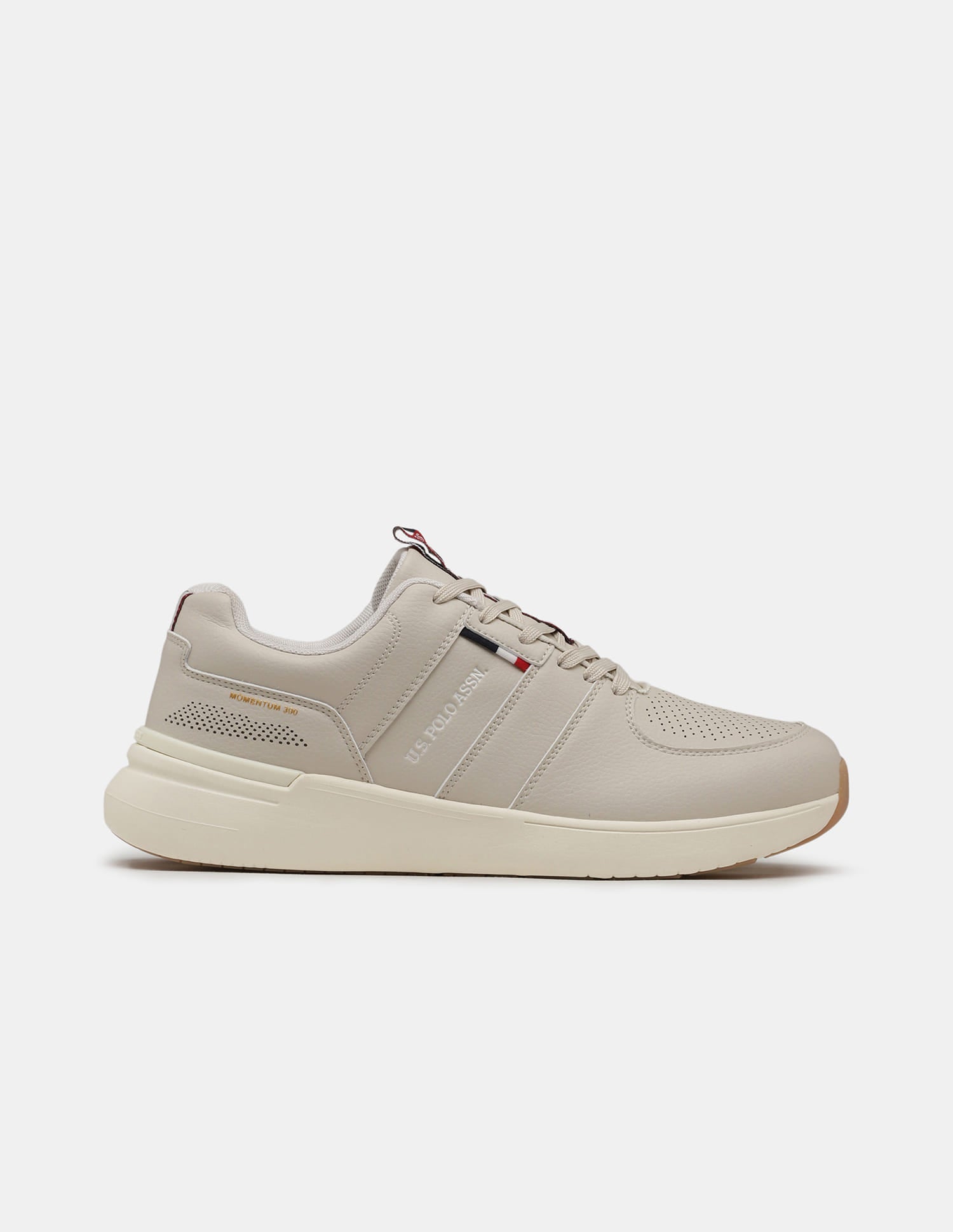 Round Toe Lace Ups Momentum 300 Sneakers Beige - U.S. Polo Assn. India | Large
