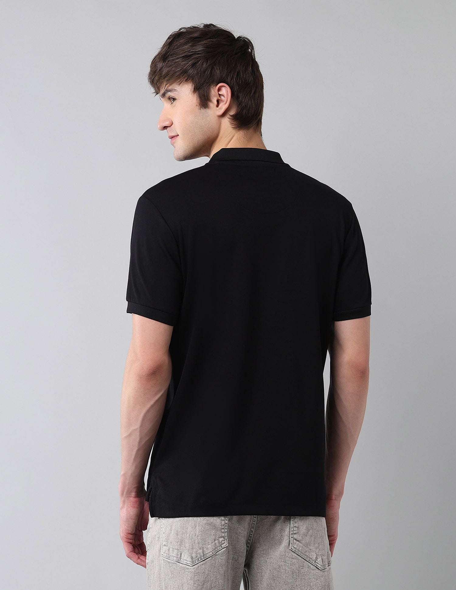 Pure Cotton Muscle Fit Polo Shirt Black - U.S. Polo Assn. India | Large