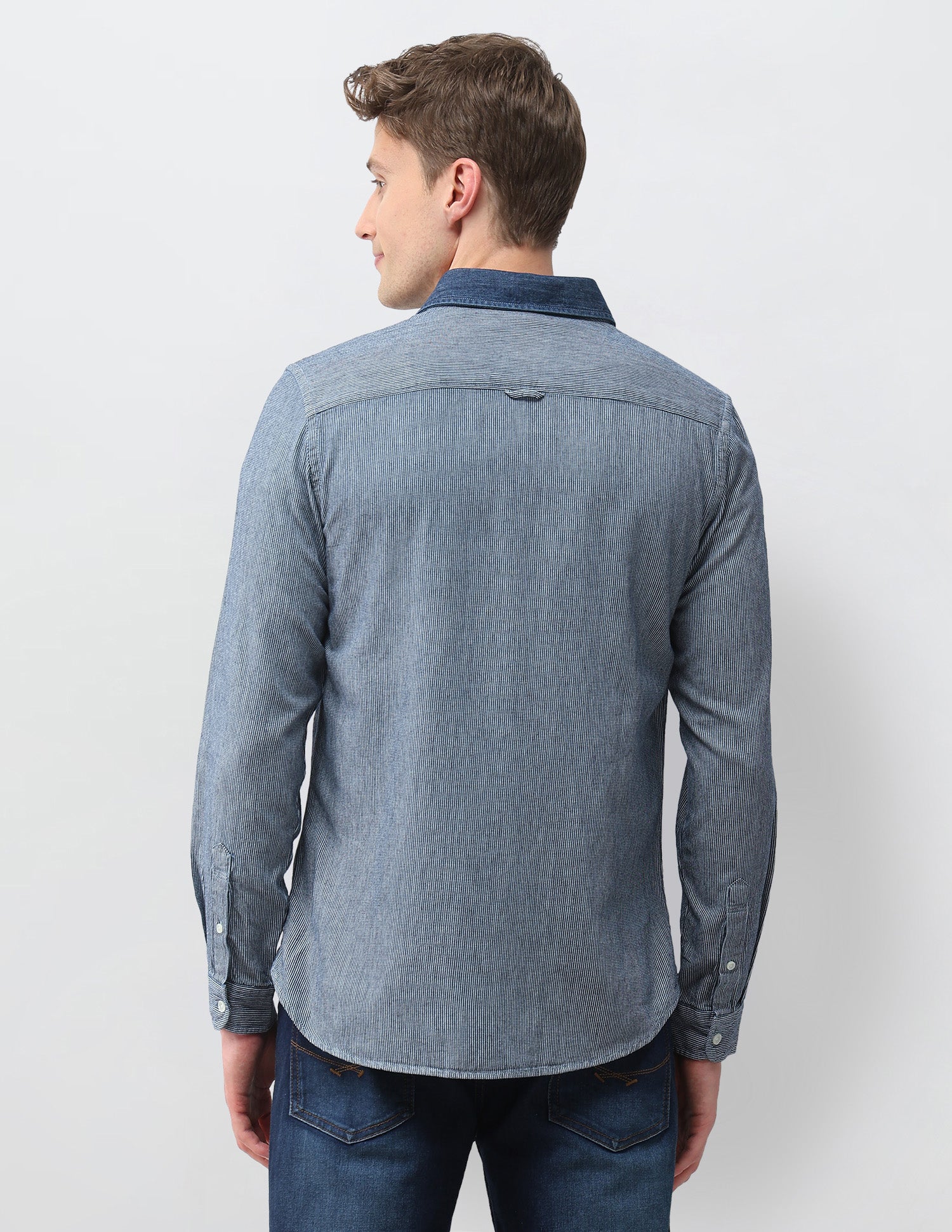 Vertical Striped Twill Shirt Indigo - U.S. Polo Assn. India | Large