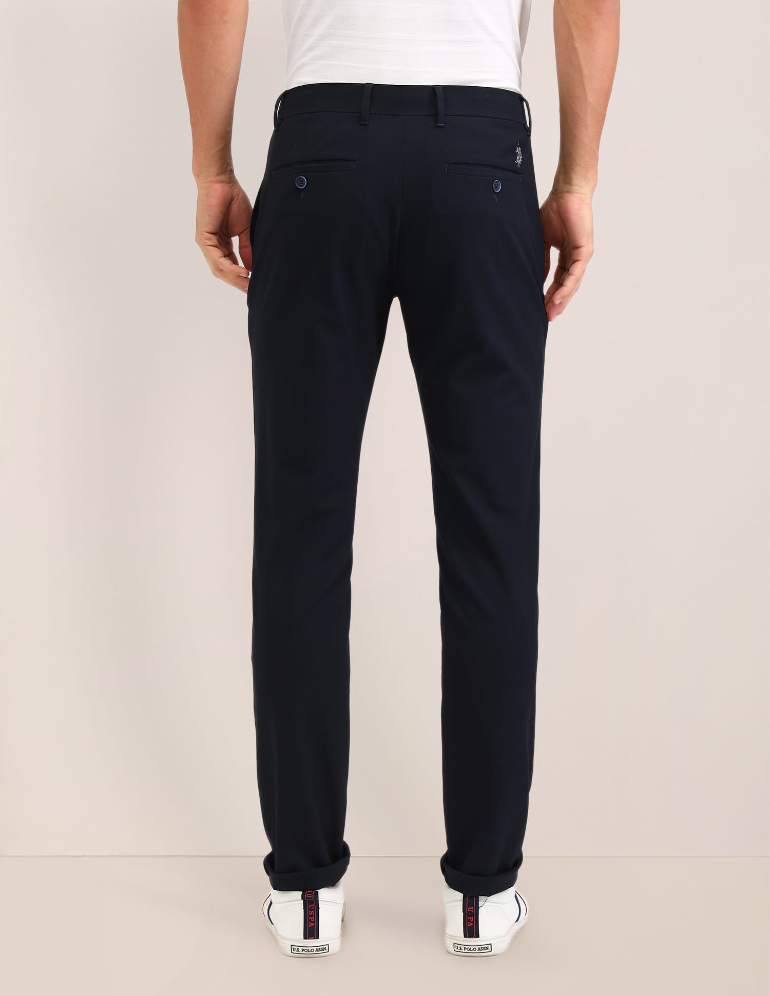 Austin Slim Fit Twill Trousers Navy - U.S. Polo Assn. India | Large