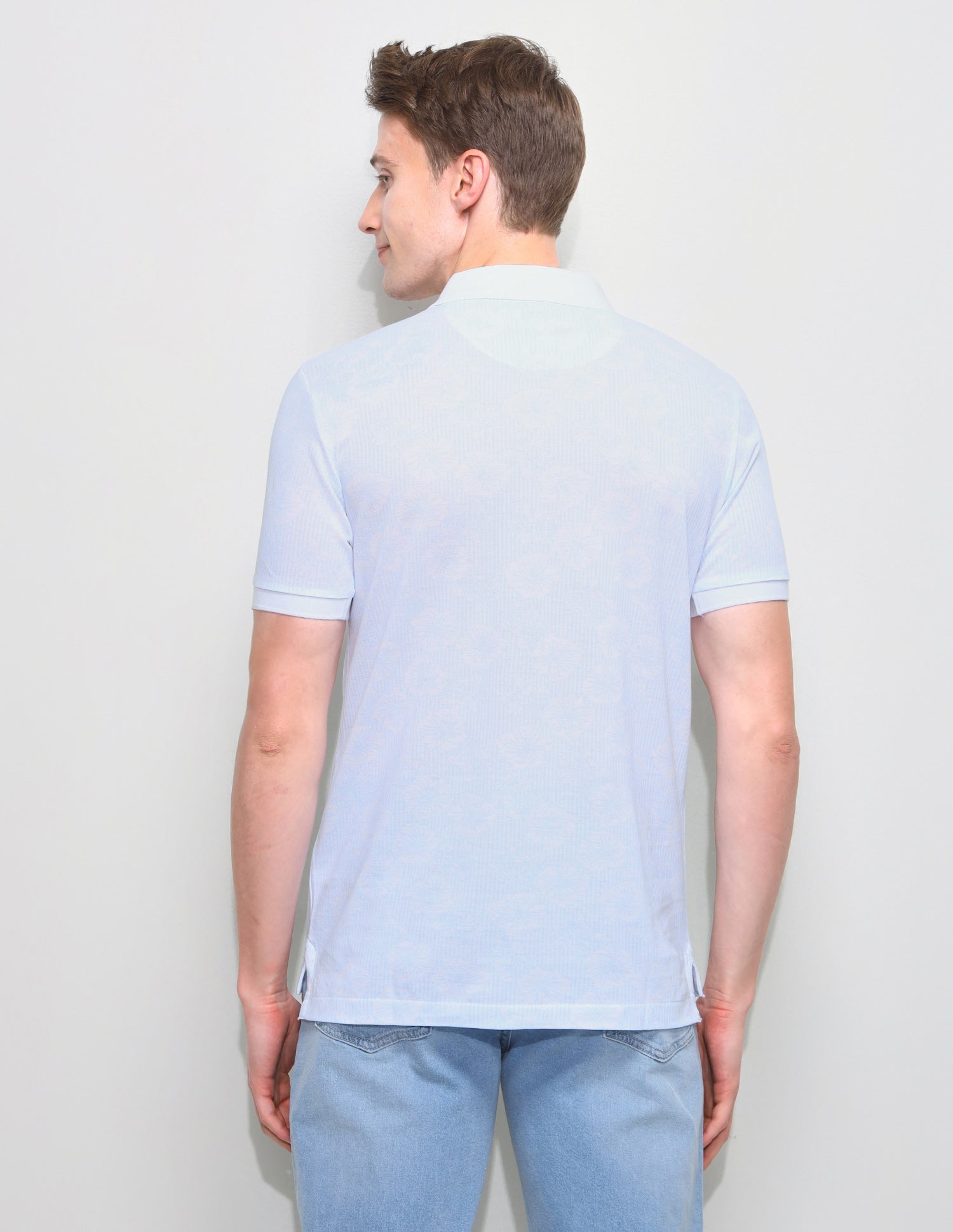 Floral Vertical Striped Slim Fit Polo Shirt Light Blue - U.S. Polo Assn. India | Large