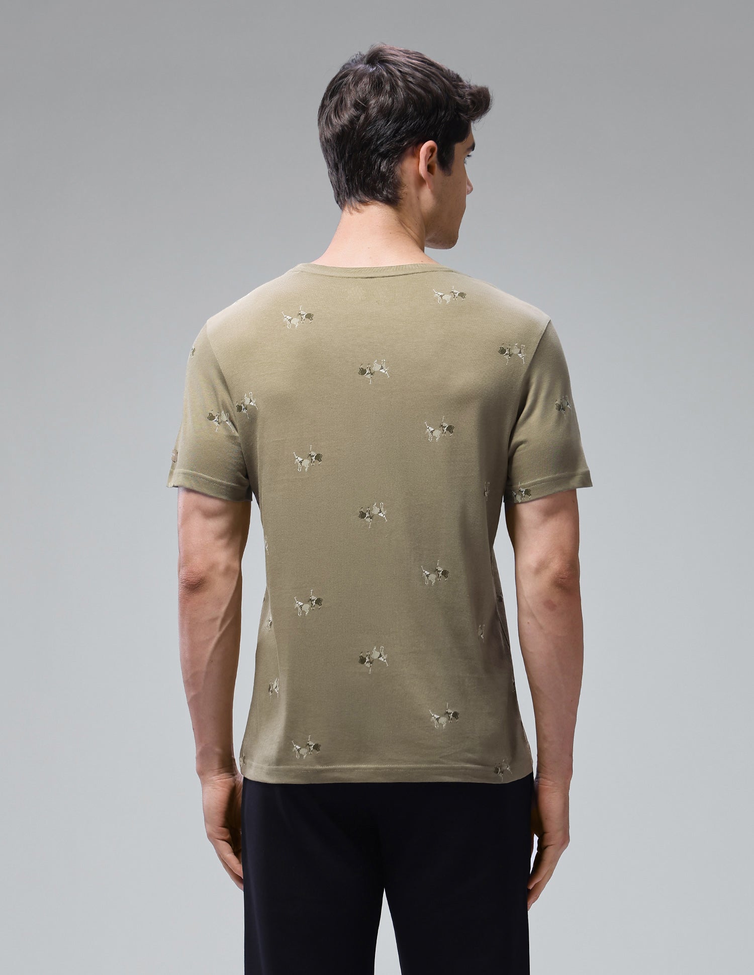 Graphic Brand Printed Regular Fit Loungewear T-Shirt Martin Olive - U.S. Polo Assn. India | Large