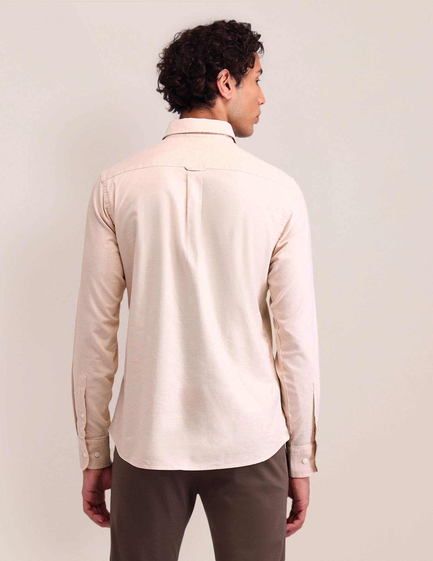 Solid Cotton Shirt Beige - U.S. POLO ASSN. | Large