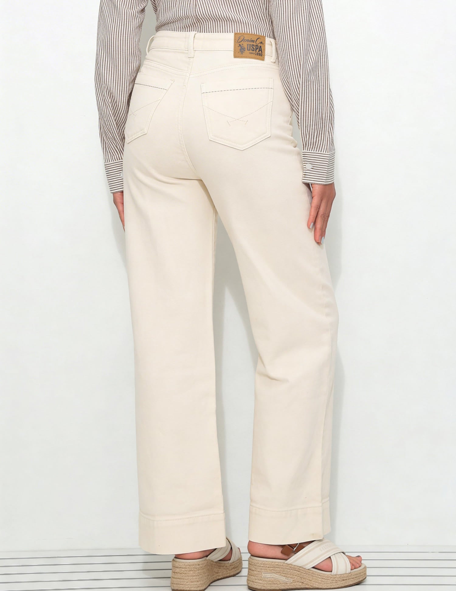 High Rise Wide Leg Fit Jeans White - U.S. Polo Assn. India | Large