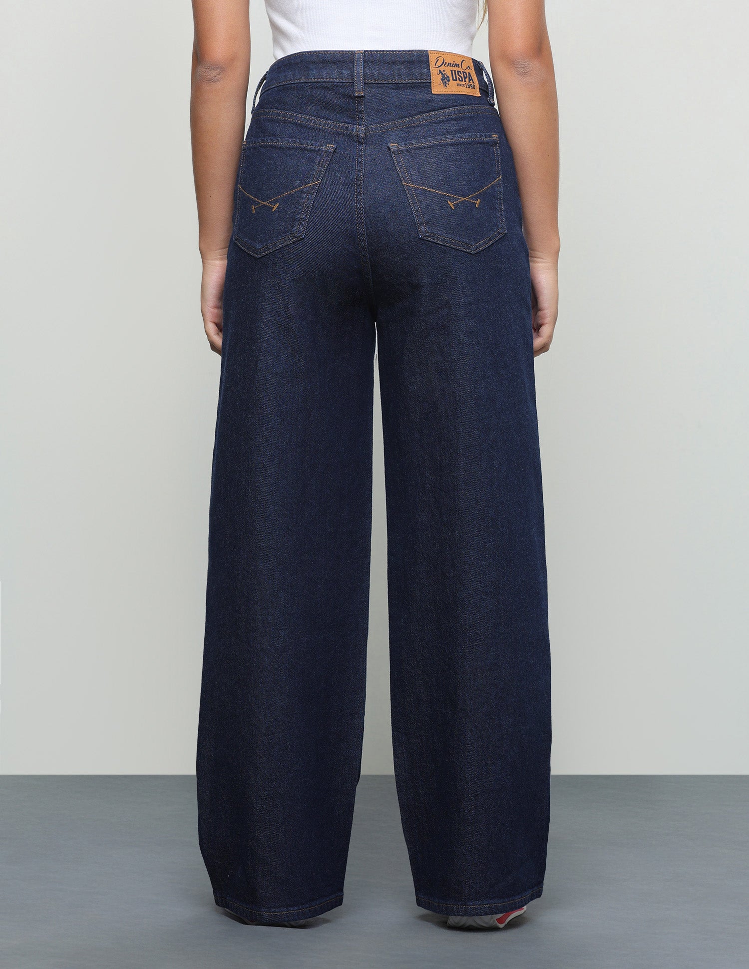 Rinsed Wide Leg Fit Jeans Dark Blue - U.S. Polo Assn. India | Large