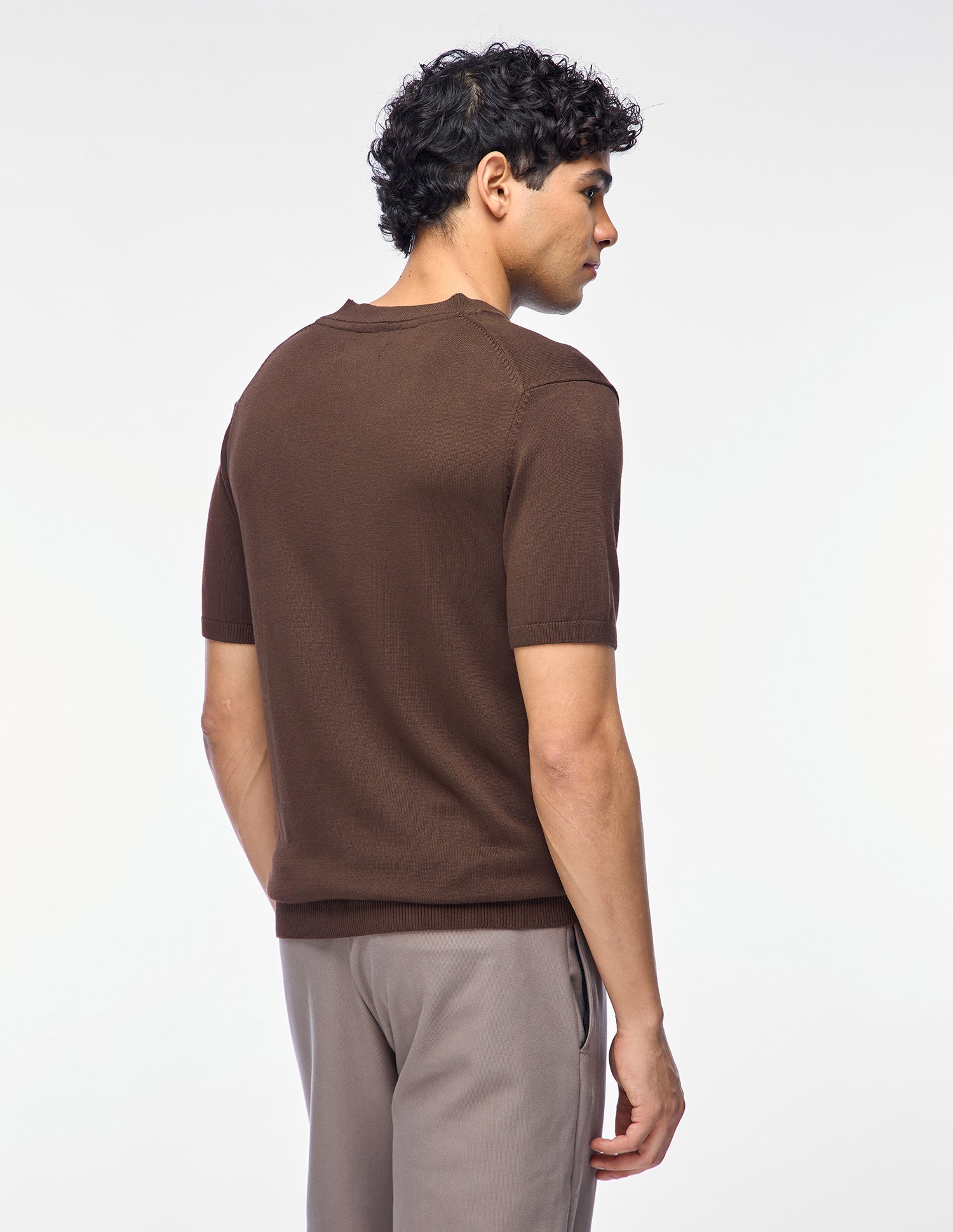 Solid Slim Fit T-Shirt Dark Brown - U.S. Polo Assn. India | Large