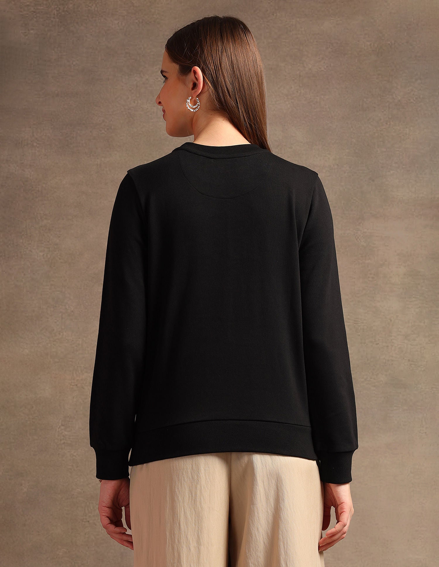 Crew Neck Embossed Logo Sweatshirt Black - U.S. POLO ASSN. | Large