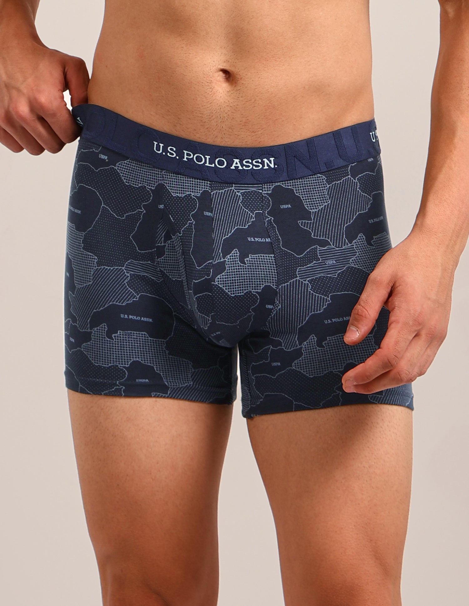 Printed Cotton Stretch Essential OET22 Long Trunk - Pack Of 2 Oceana/Bracken - U.S. Polo Assn. India | Large