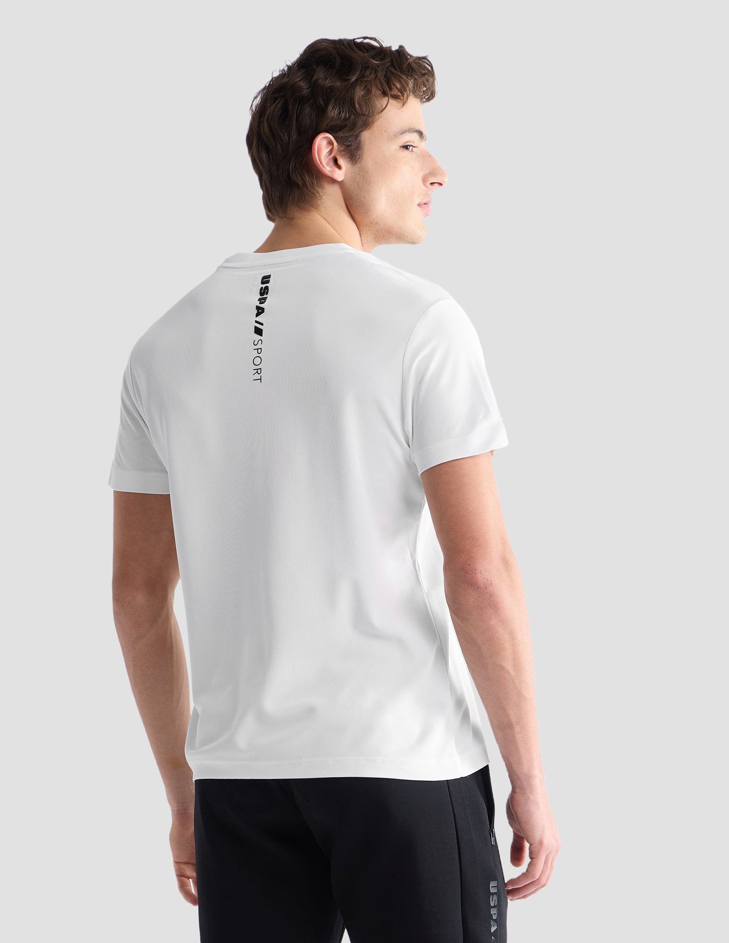 Solid Slim Fit Active T-Shirt Off White - U.S. Polo Assn. India | Large