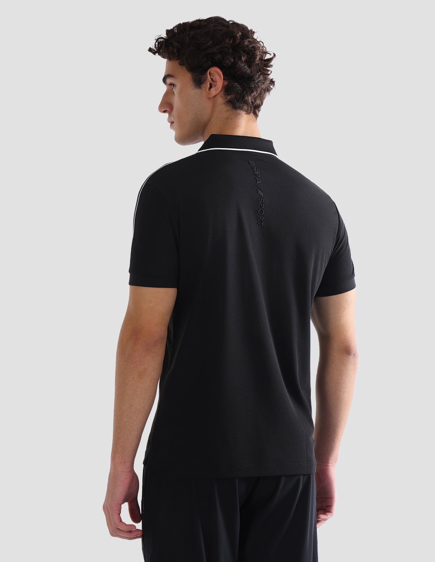 Solid Slim Fit Active Polo Shirt Black - U.S. Polo Assn. India | Large