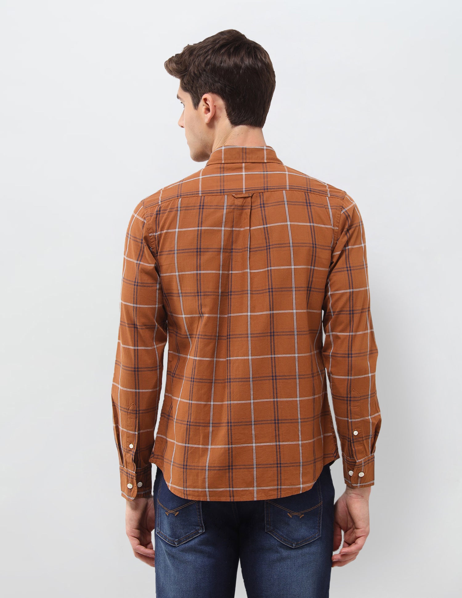 Grid Tattersall Checked Poplin Shirt Brown - U.S. Polo Assn. India | Large