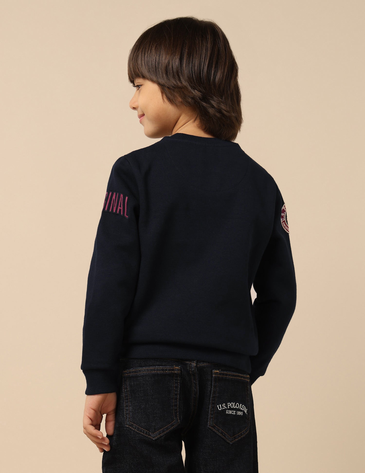 Boys Appliqued Regular Fit Sweatshirt Navy - U.S. POLO ASSN. | Large