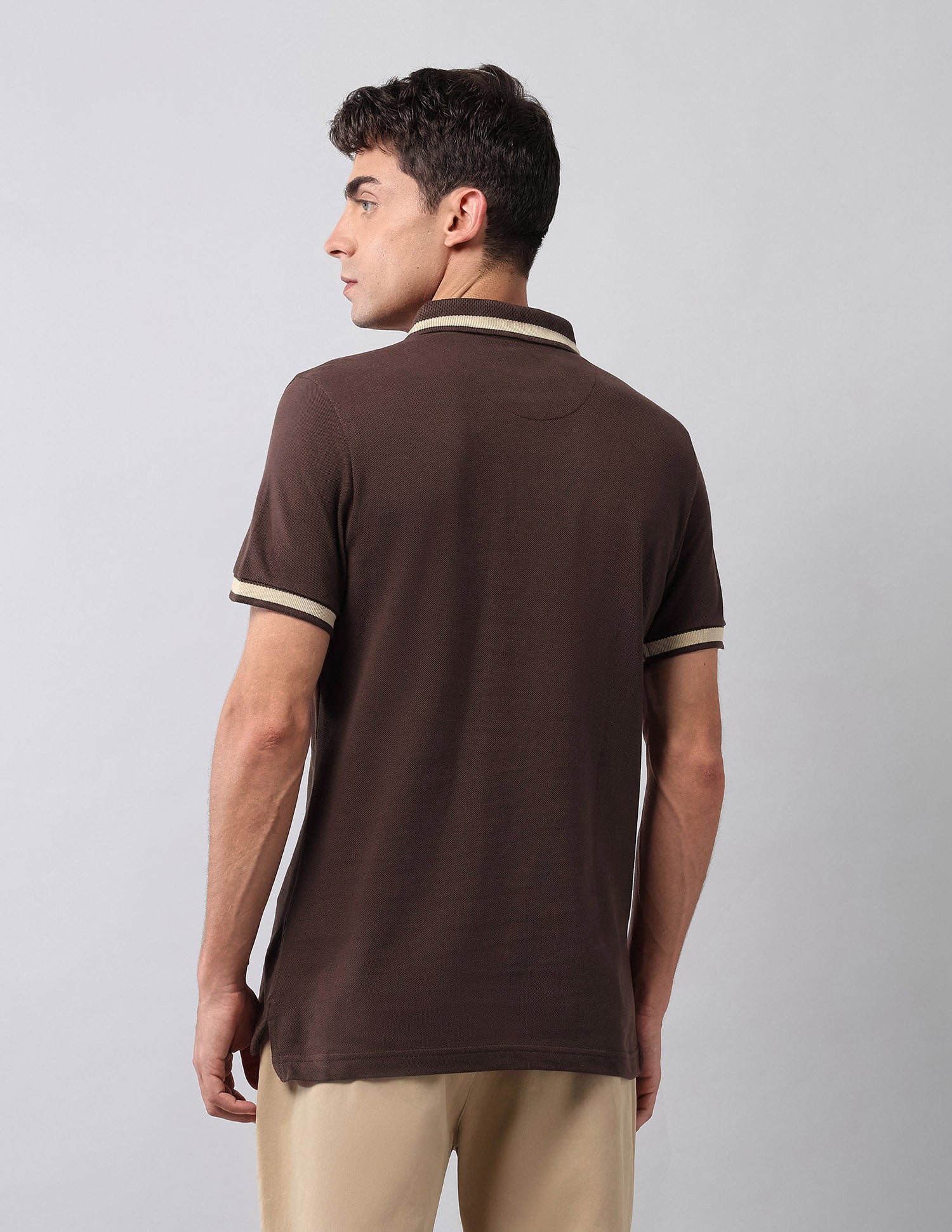 Pure Cotton Muscle Fit Polo Shirt Dark Brown - U.S. Polo Assn. India | Large