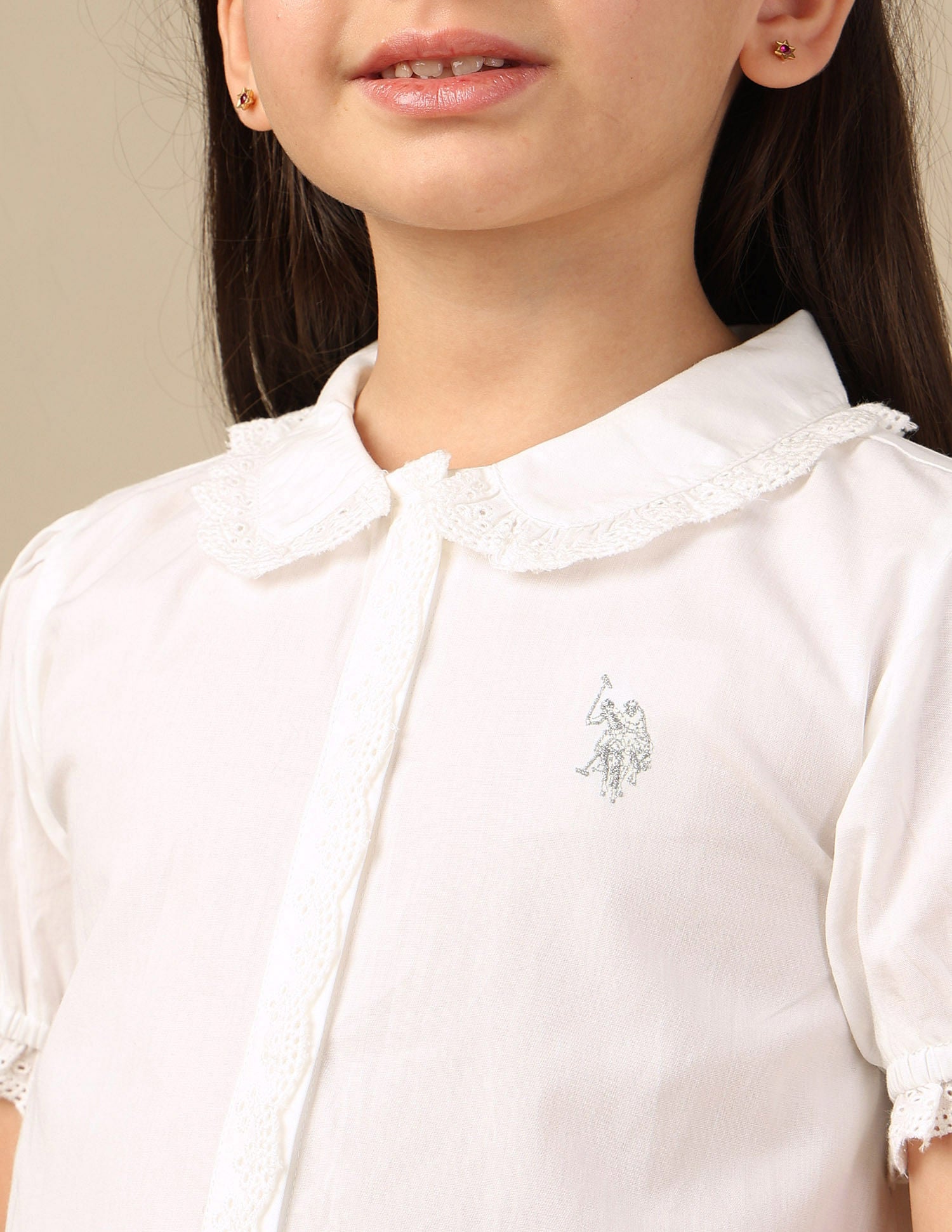 Girls Schiffli Top White - U.S. POLO ASSN. | Large