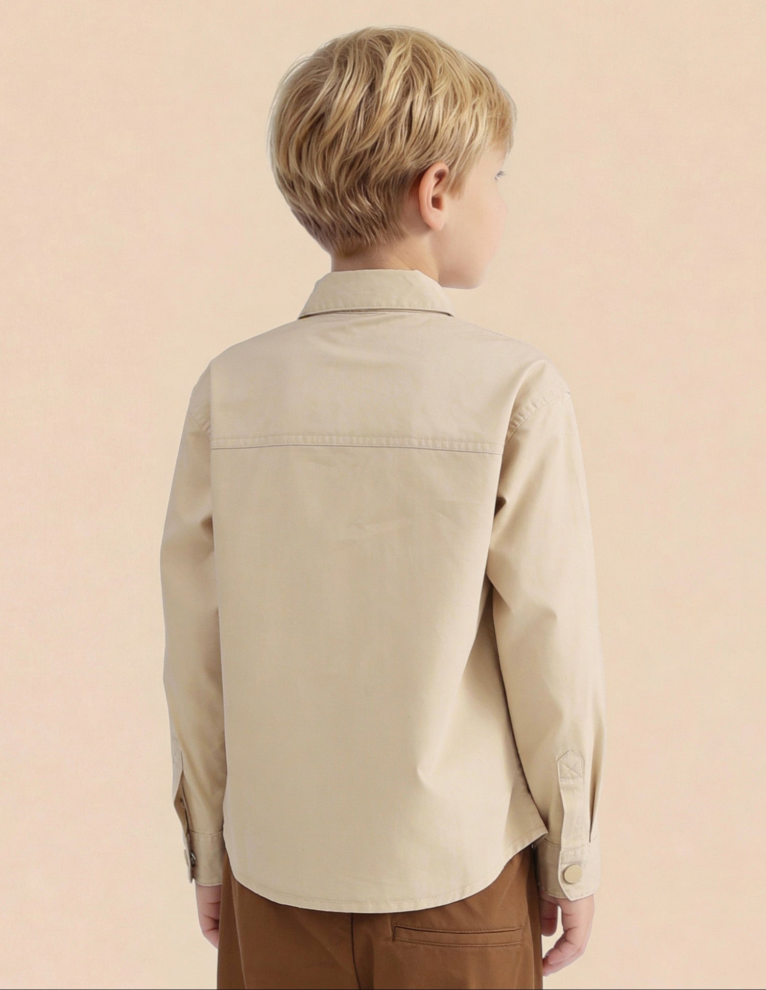 Boys Boxy Fit Solid Shirt Beige - U.S. Polo Assn. India | Large