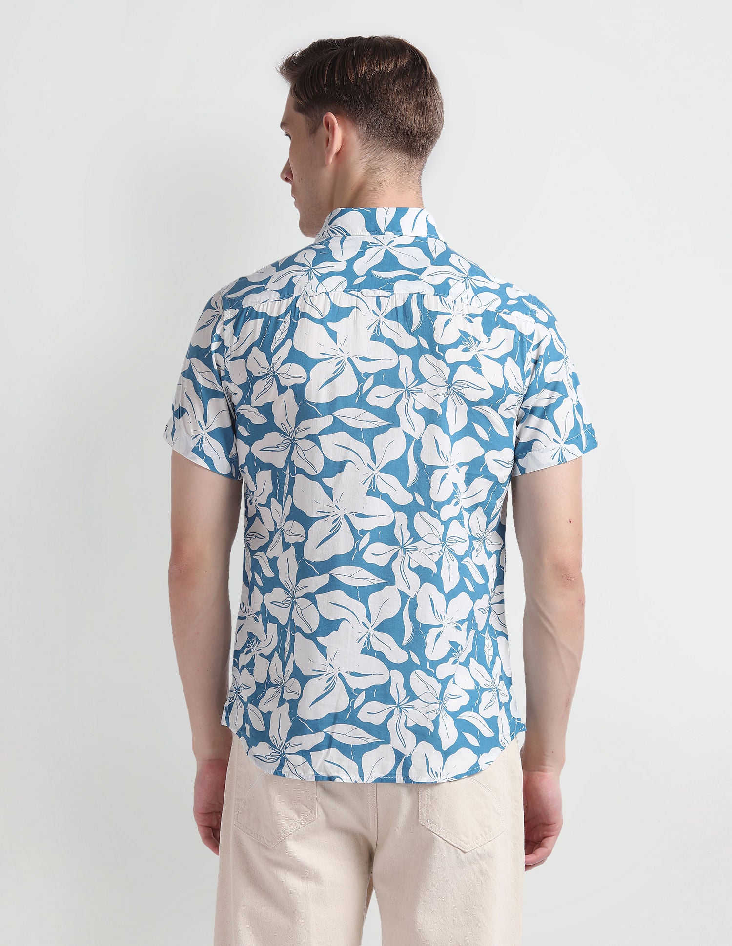 Floral Print Cotton Shirt Blue - U.S. Polo Assn. India | Large
