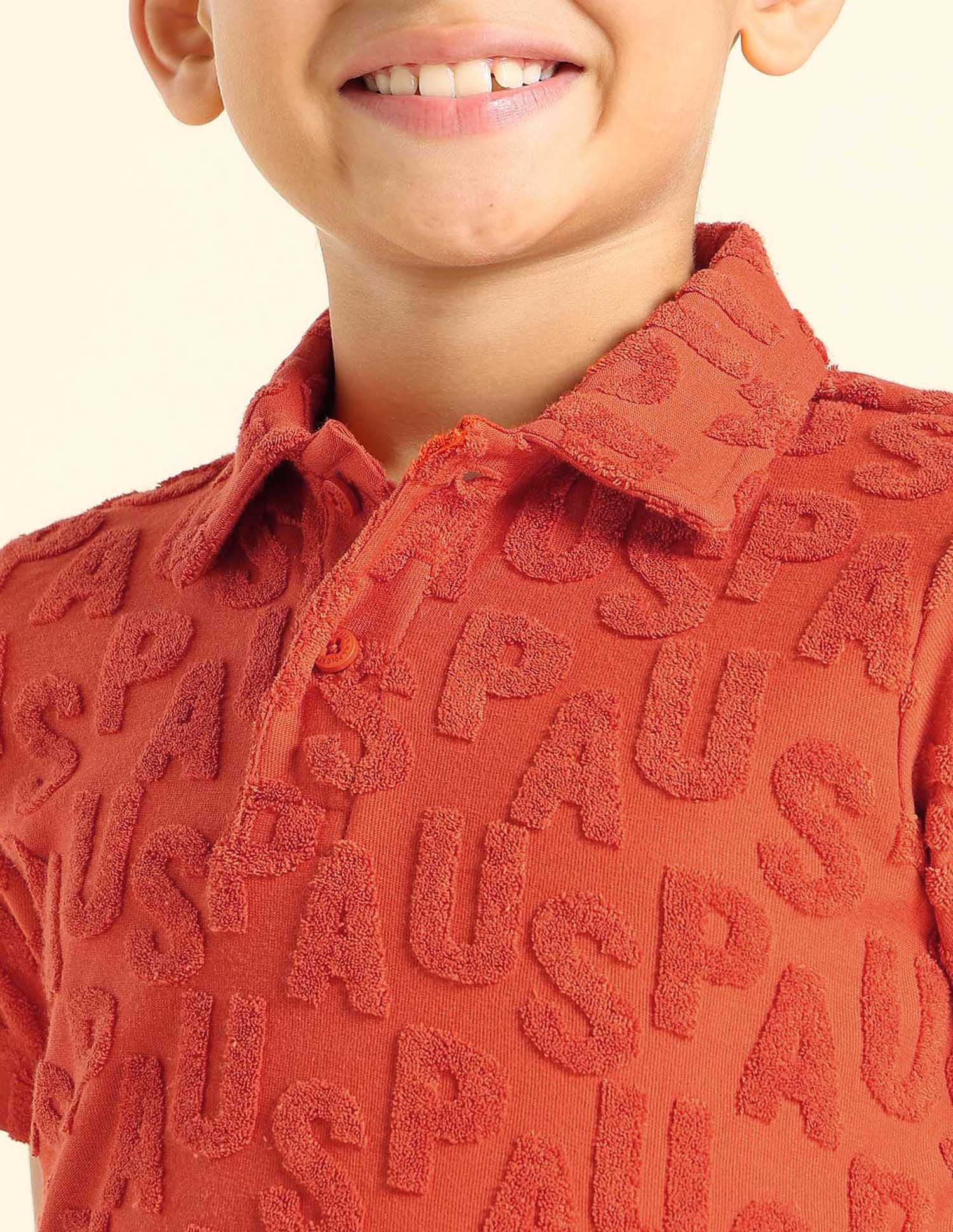 Boys Brand Appliqued Regular Fit Polo Shirt Orange - U.S. POLO ASSN. | Large