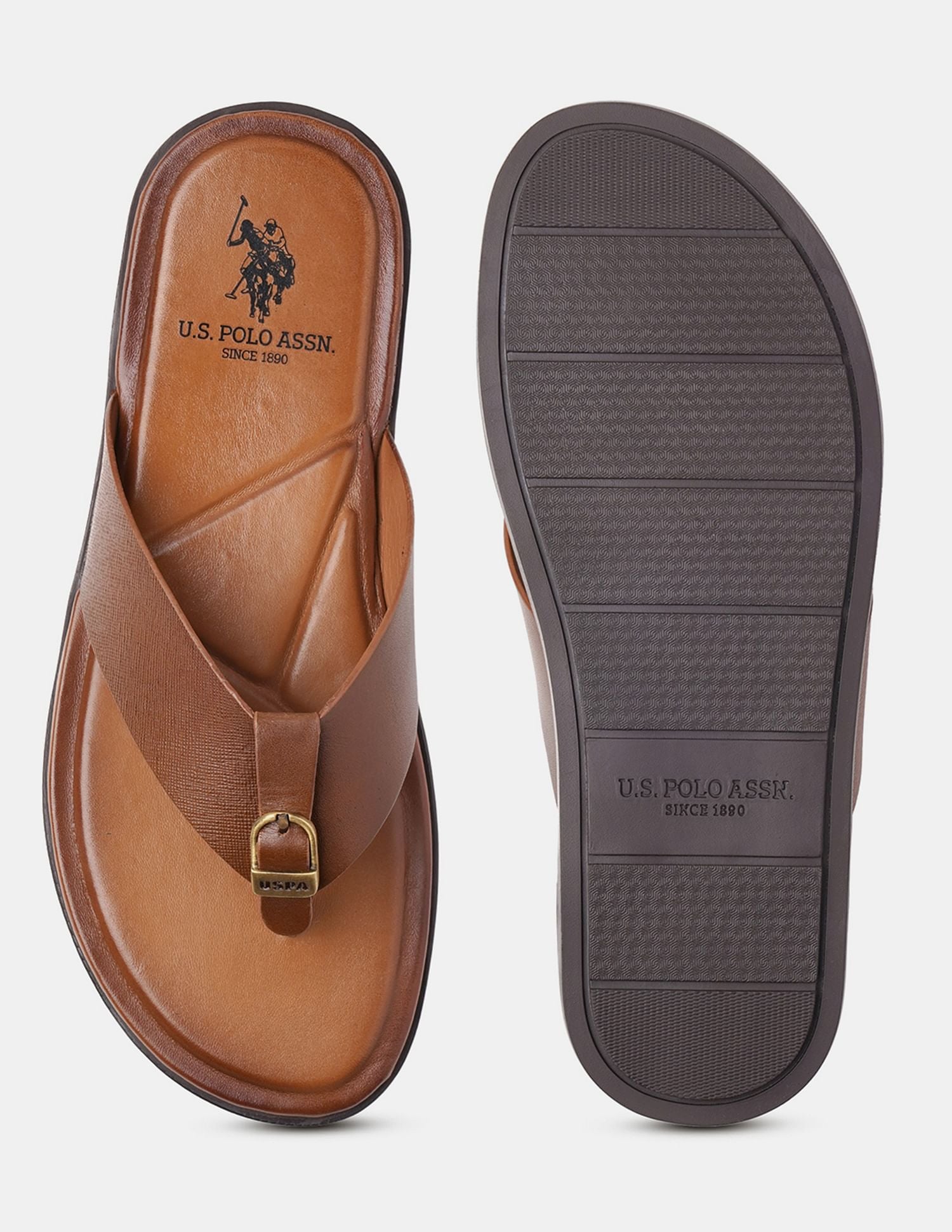 Men Diaz Broad Strap Slippers Tan - U.S. Polo Assn. India | Large