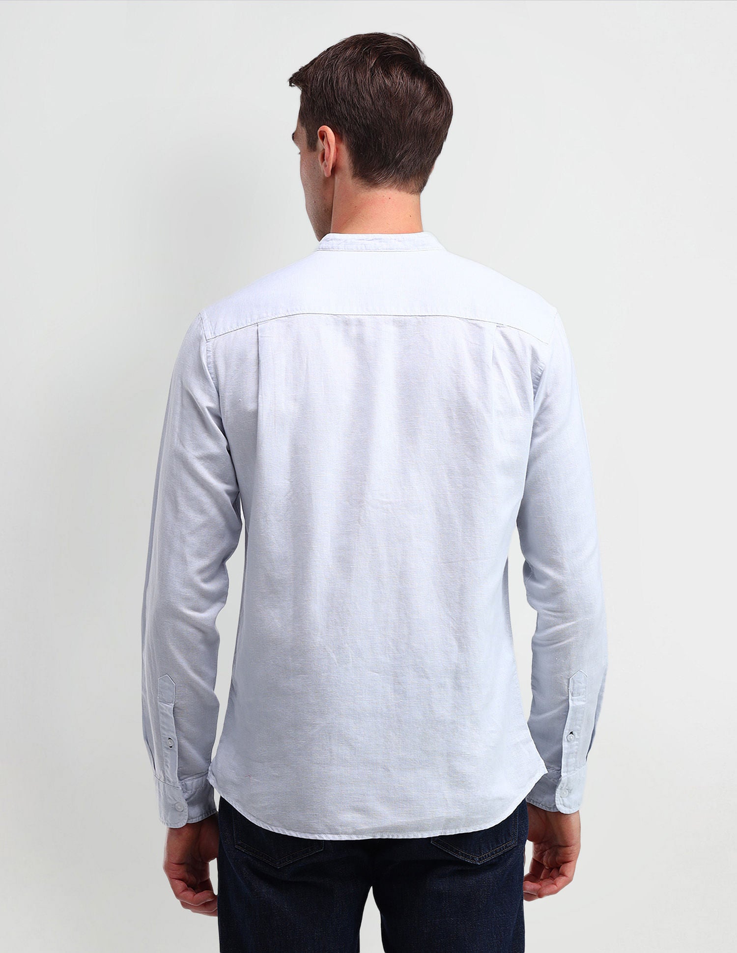 Slim Fit Poplin Linen Shirt Blue - U.S. Polo Assn. India | Large