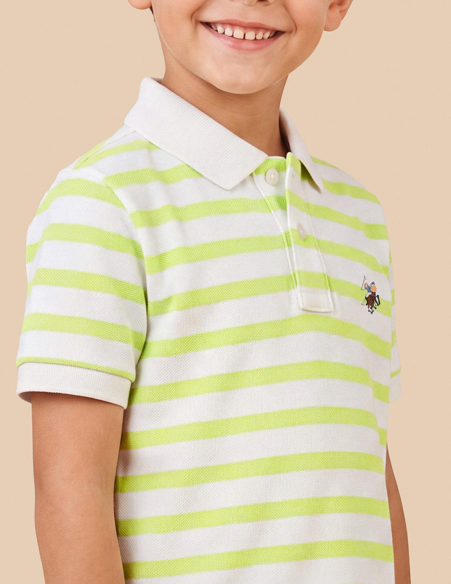 Horizontal Striped Regular Fit Polo Shirt Light Yellow - U.S. Polo Assn. India | Large