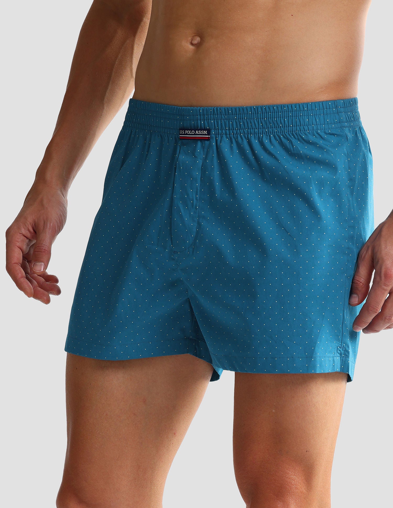 Mid Rise Solid OEX05 Shorts - Pack Of 2 Polka Dot Celestial Blue And Celestial Blue - U.S. POLO ASSN. | Large