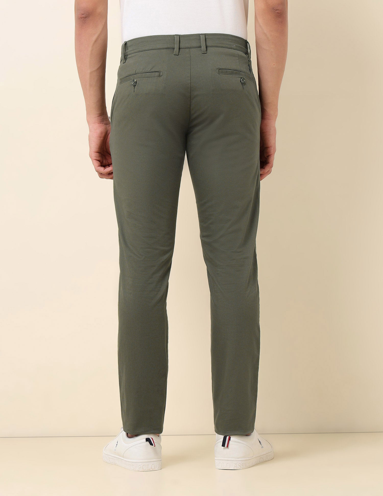 Austin Slim Fit Textured Trousers Olive - U.S. Polo Assn. India | Large