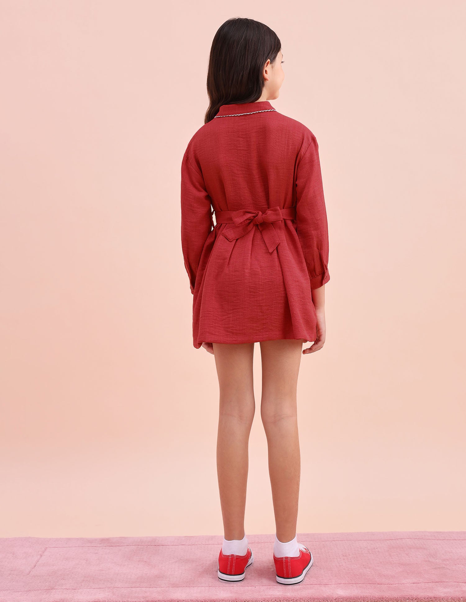 Girls Solid Shirt Dress Red - U.S. POLO ASSN. | Large