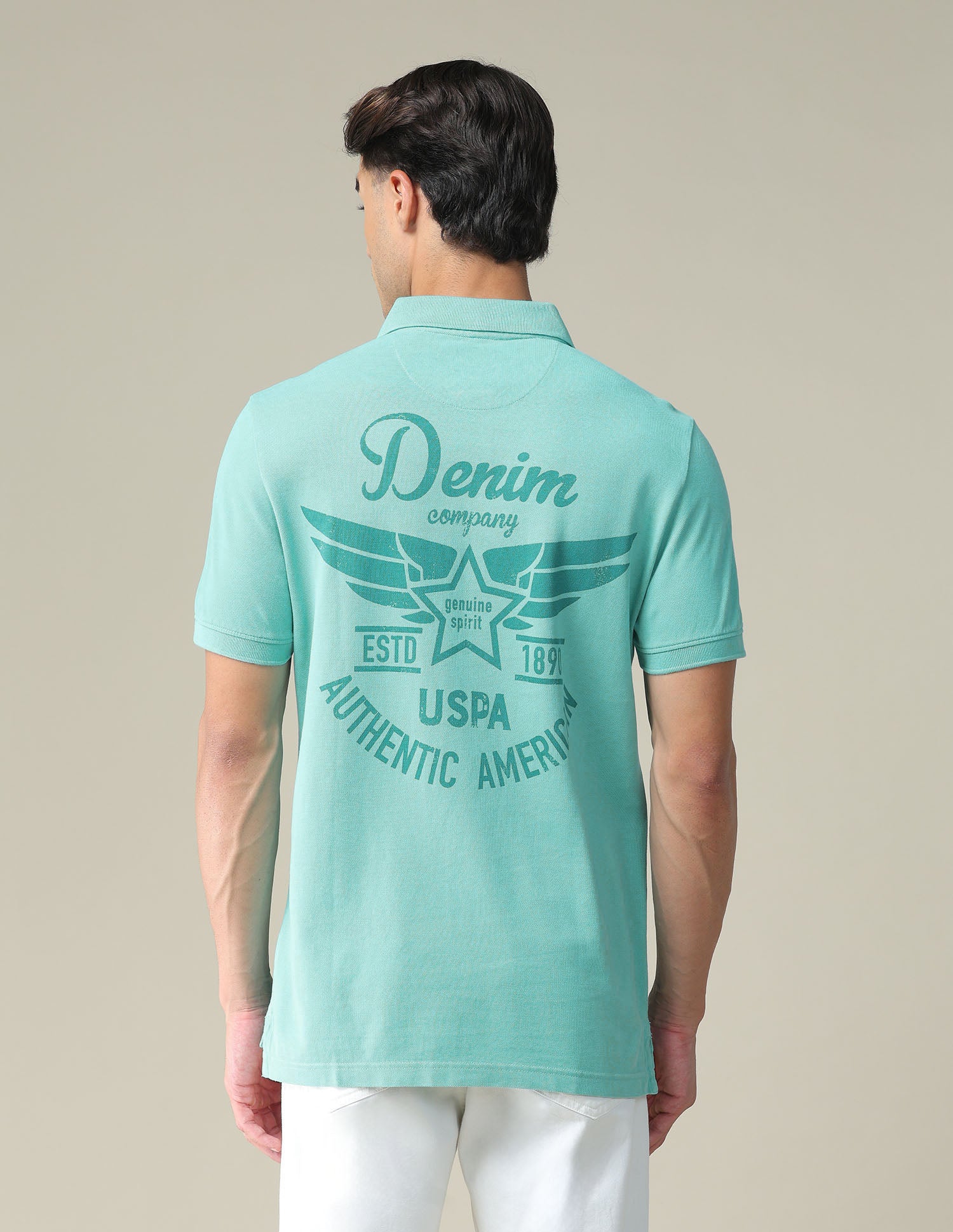 Brand Print Slim Fit Polo Shirt Turquoise - U.S. POLO ASSN. | Large