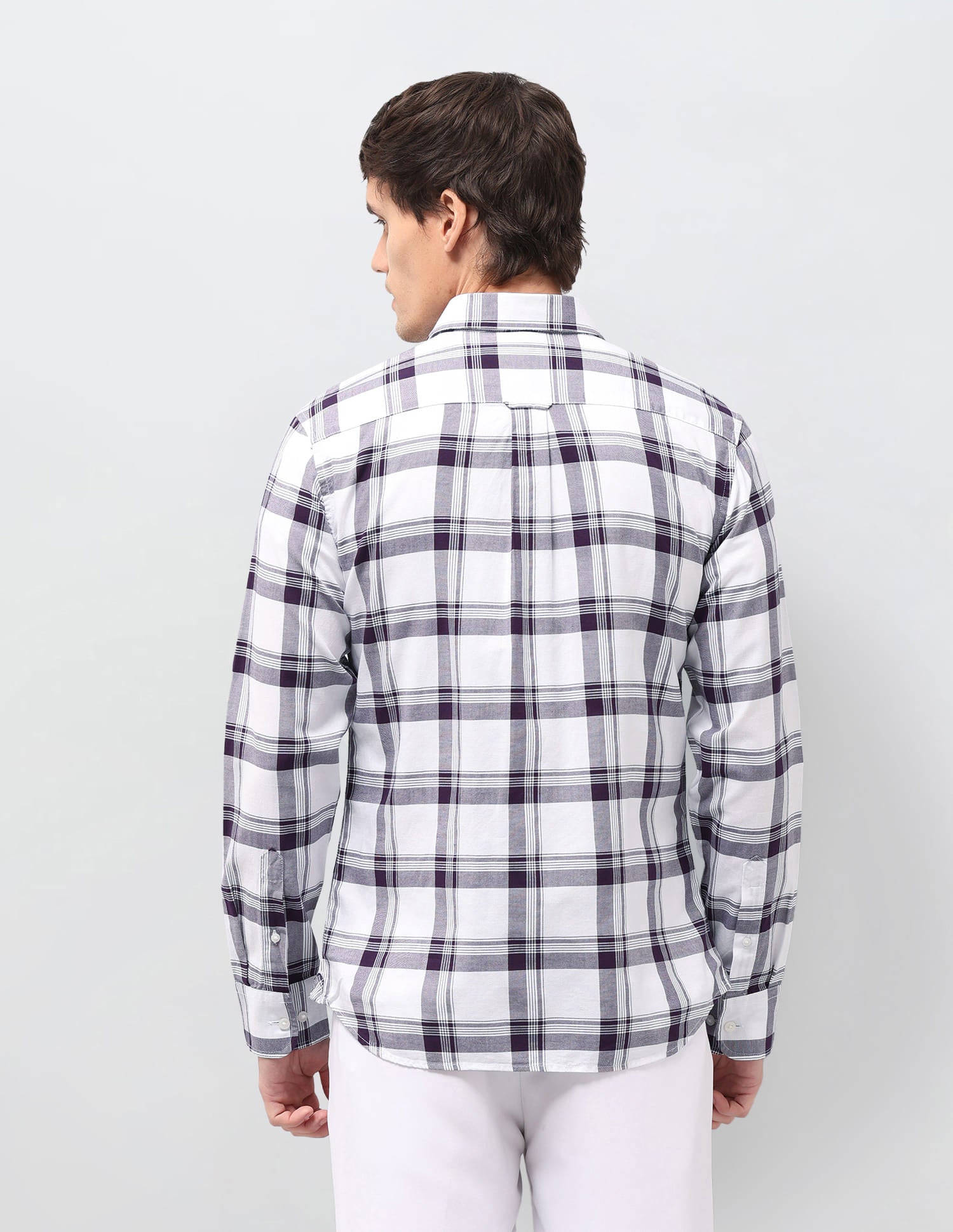 Plaid Checked Tailored Fit Shirt Purple - U.S. Polo Assn. India | Large