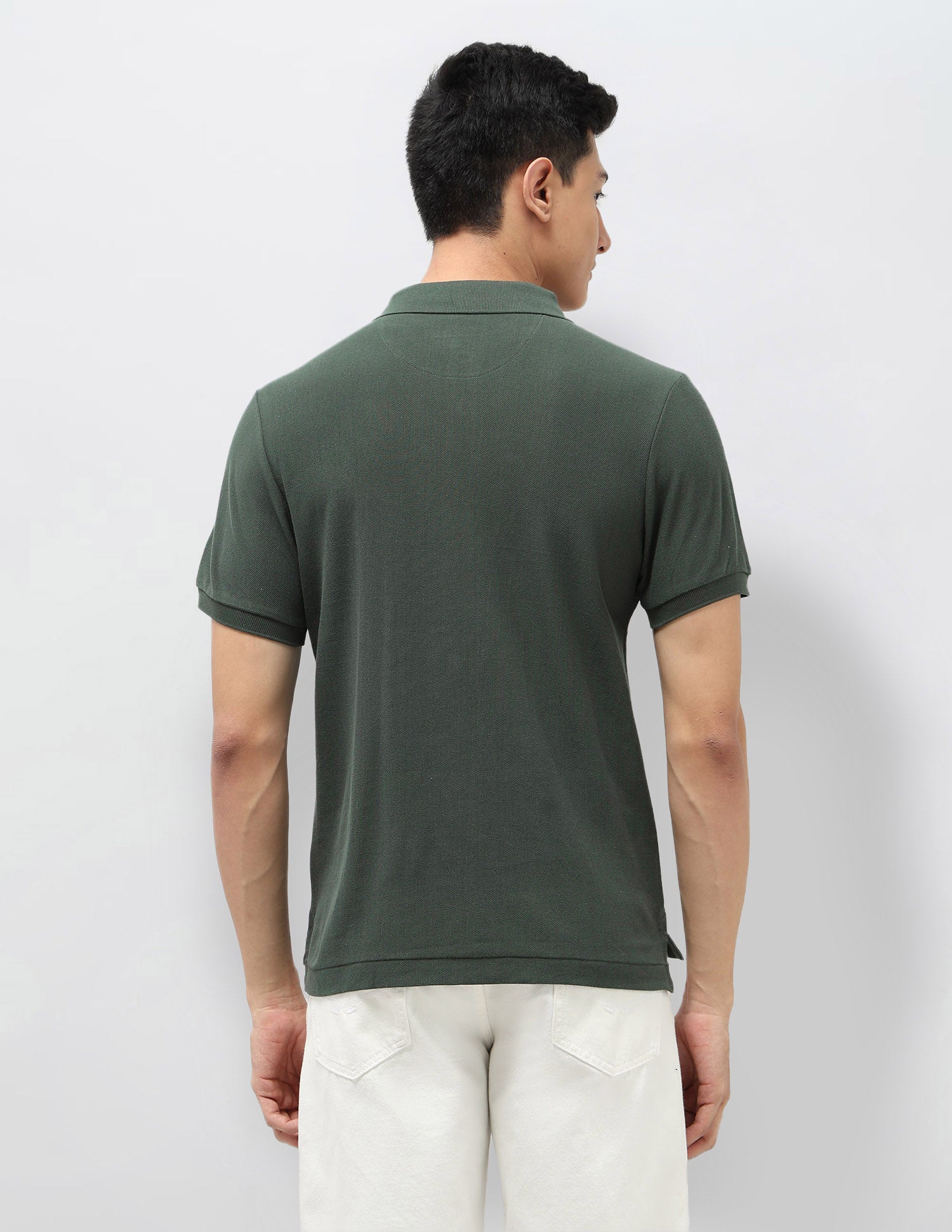 Vertical Striped Pure Cotton Polo Shirt Olive - U.S. Polo Assn. India | Large