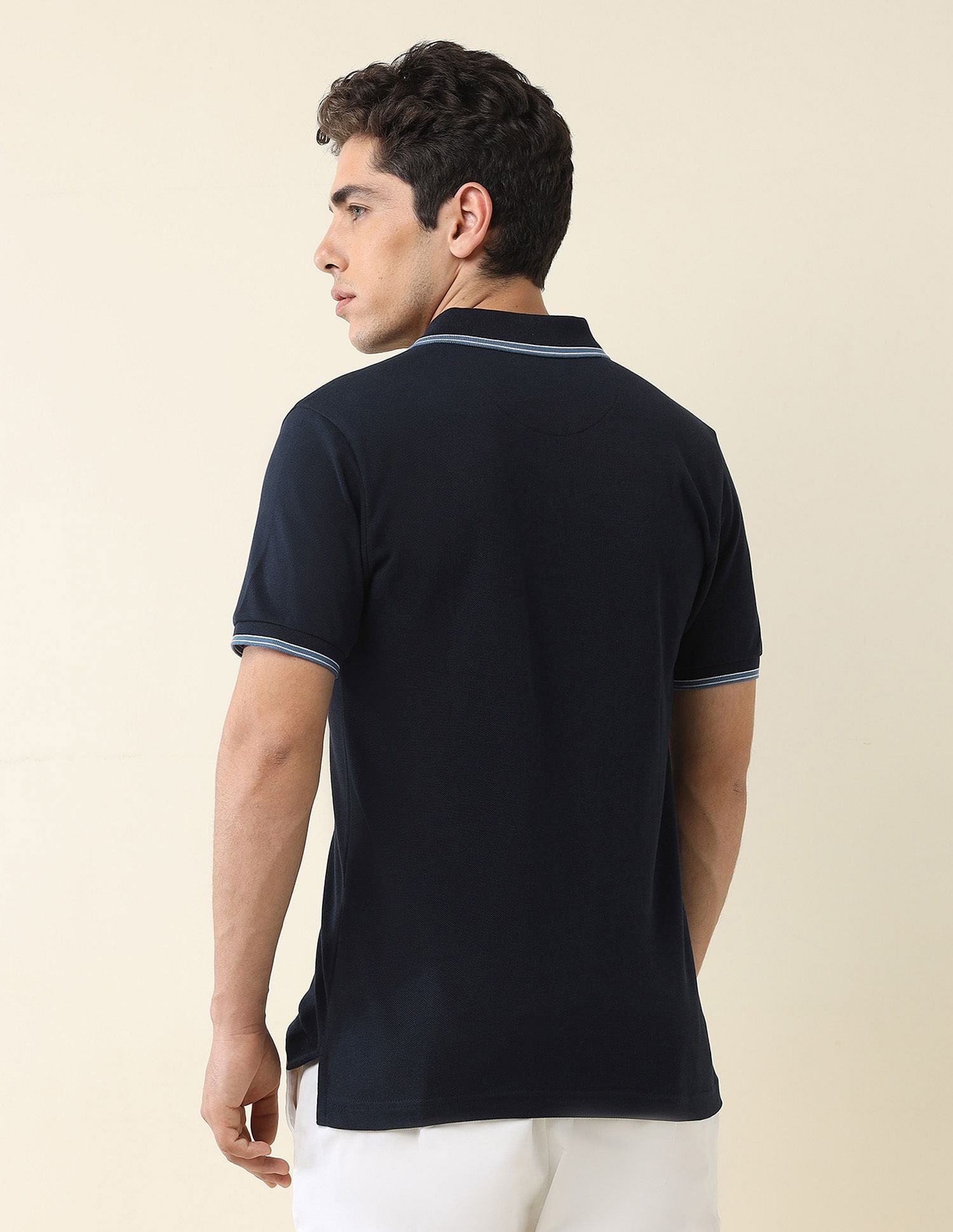 Slim Fit Solid Polo Shirt Navy - U.S. Polo Assn. India | Large