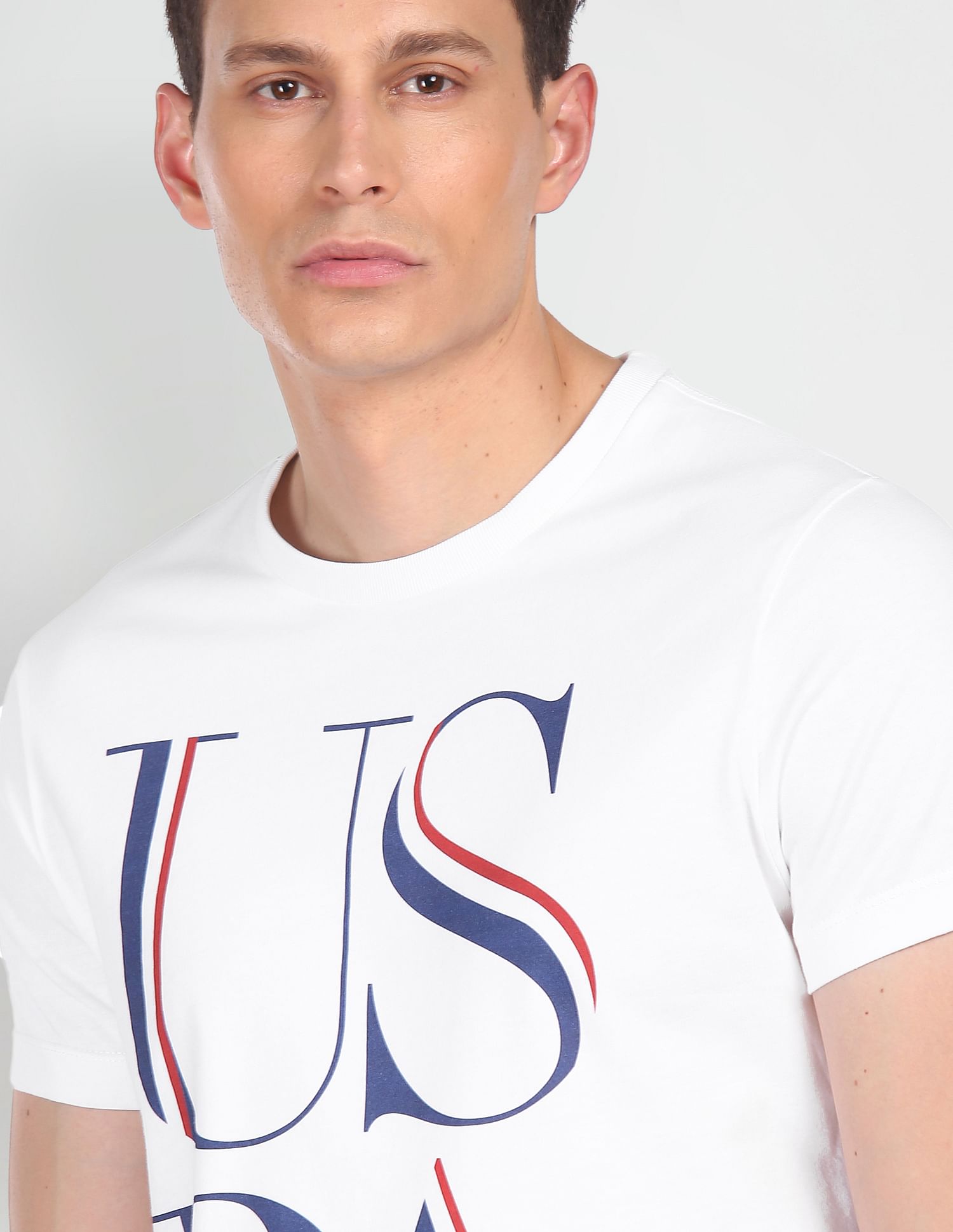 Crew Neck Brand Print T-Shirt White - U.S. POLO ASSN. | Large