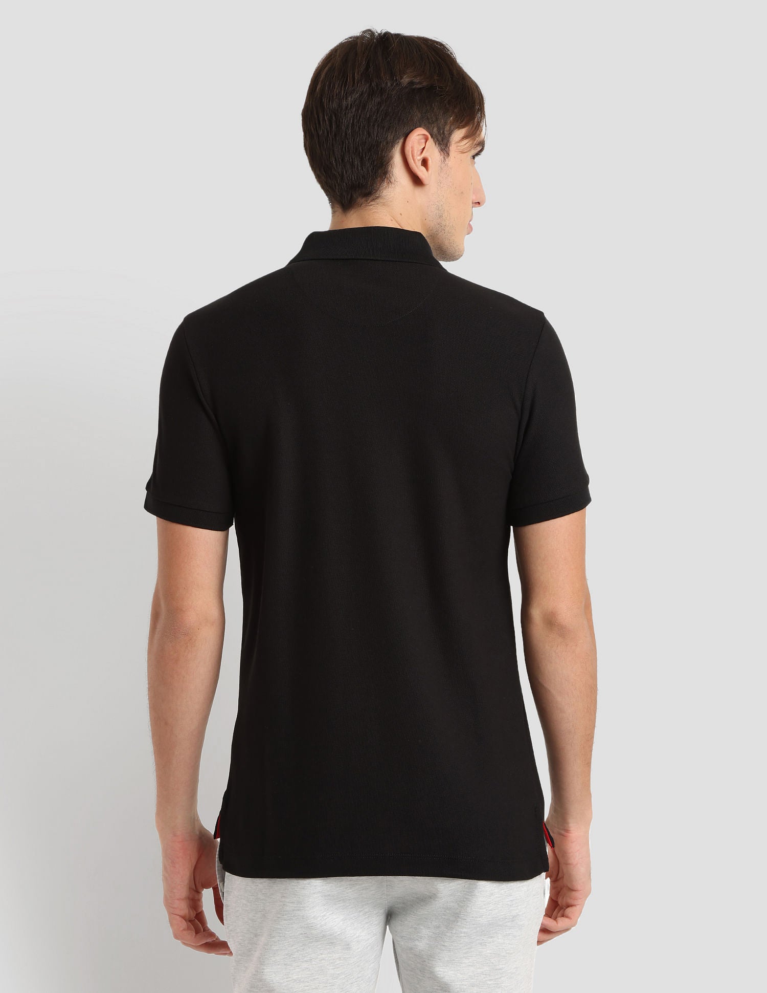 Brand Tape Zipper Active Polo Shirt Black - U.S. POLO ASSN. | Large