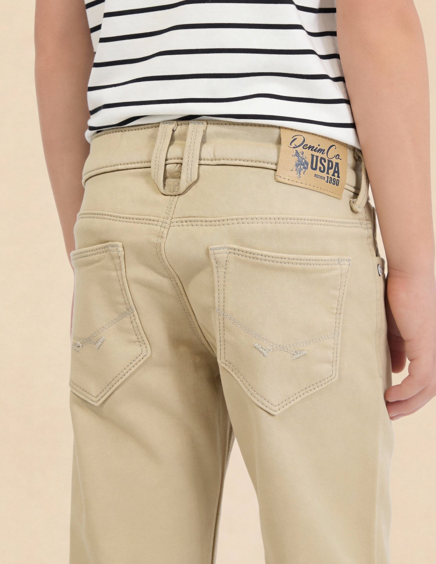 Boys Slim Fit Mid Rise Jeans Khaki - U.S. Polo Assn. India | Large