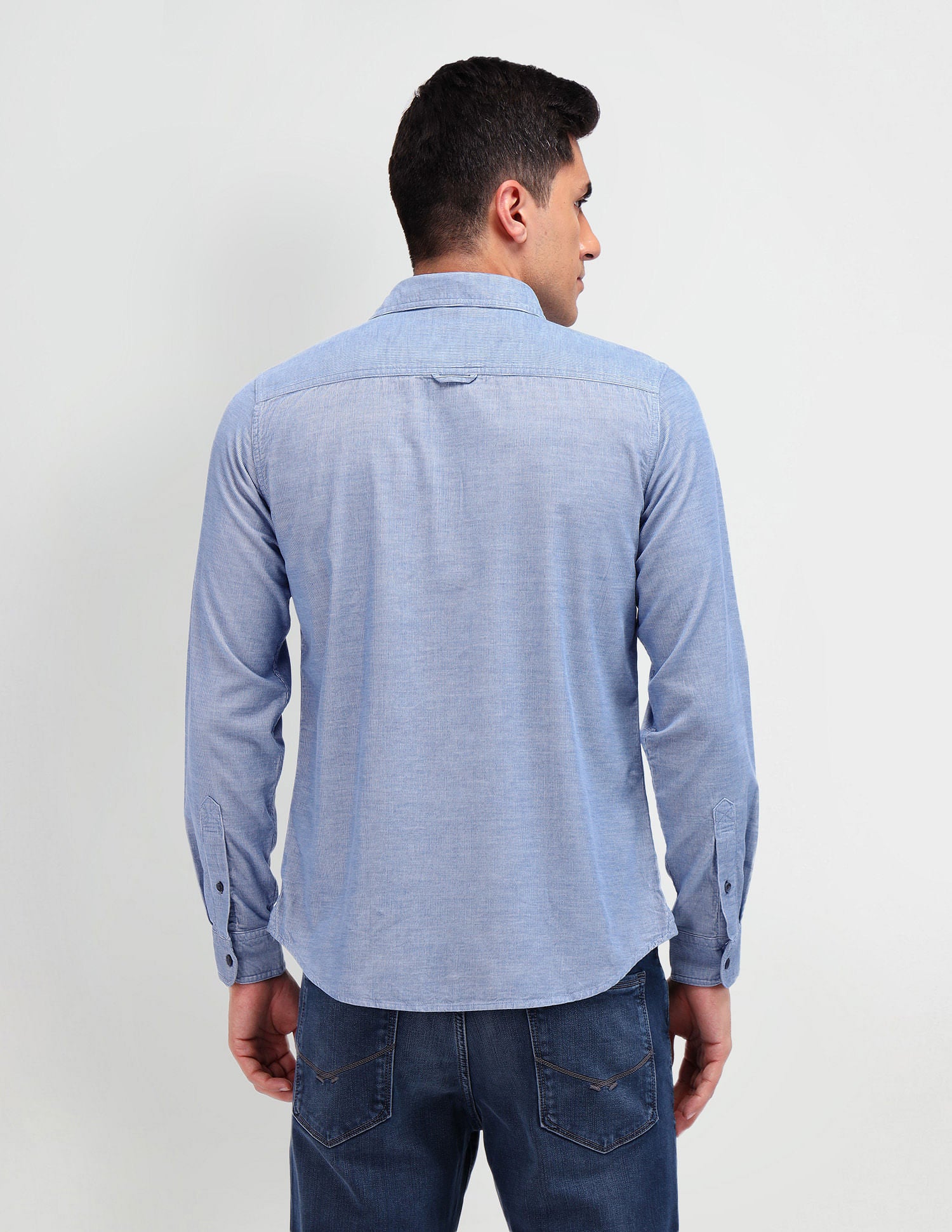 Slim Fit Corduroy Shirt Blue - U.S. Polo Assn. India | Large