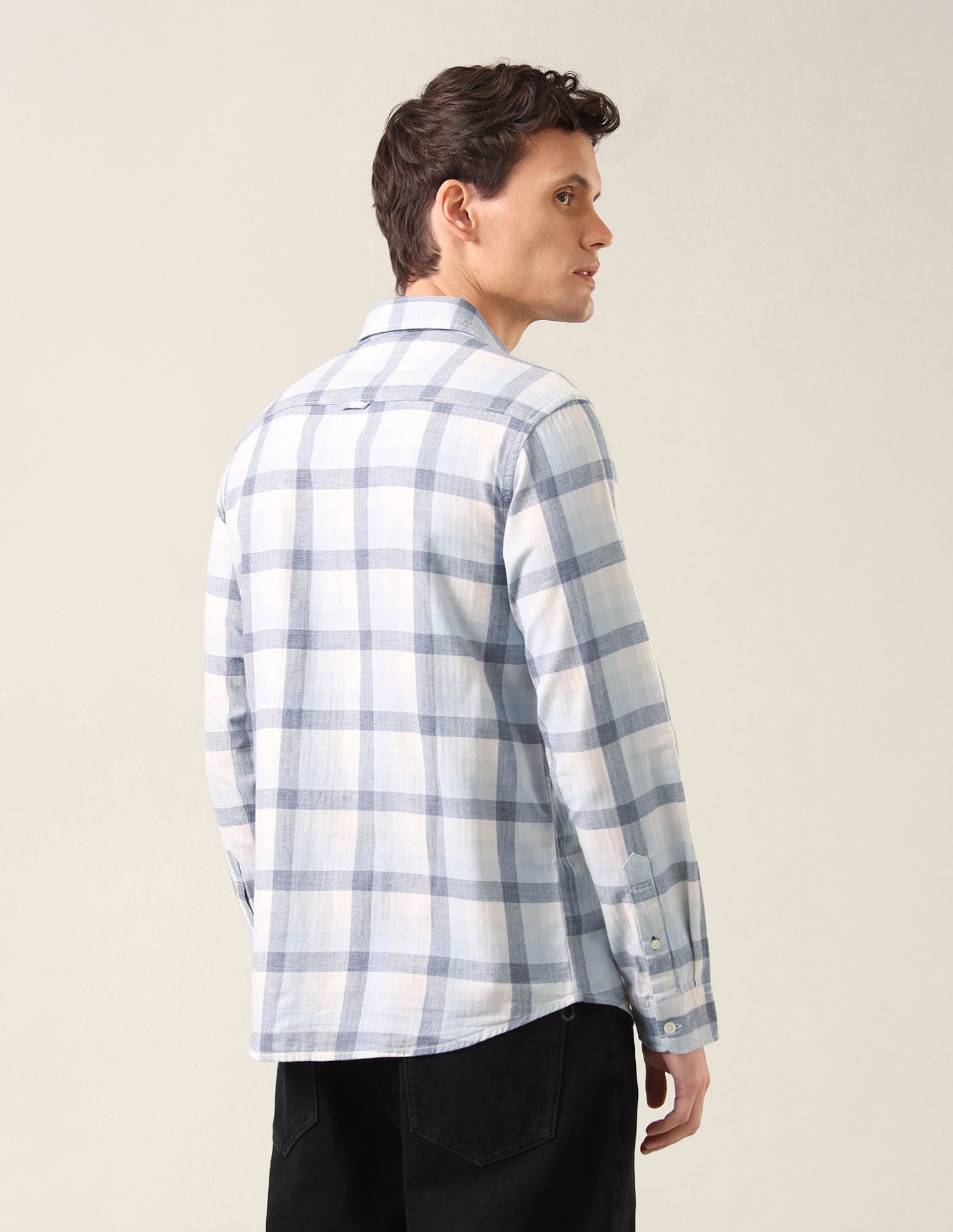Grid Tattersall Checked Twill Shirt Blue - U.S. Polo Assn. India | Large