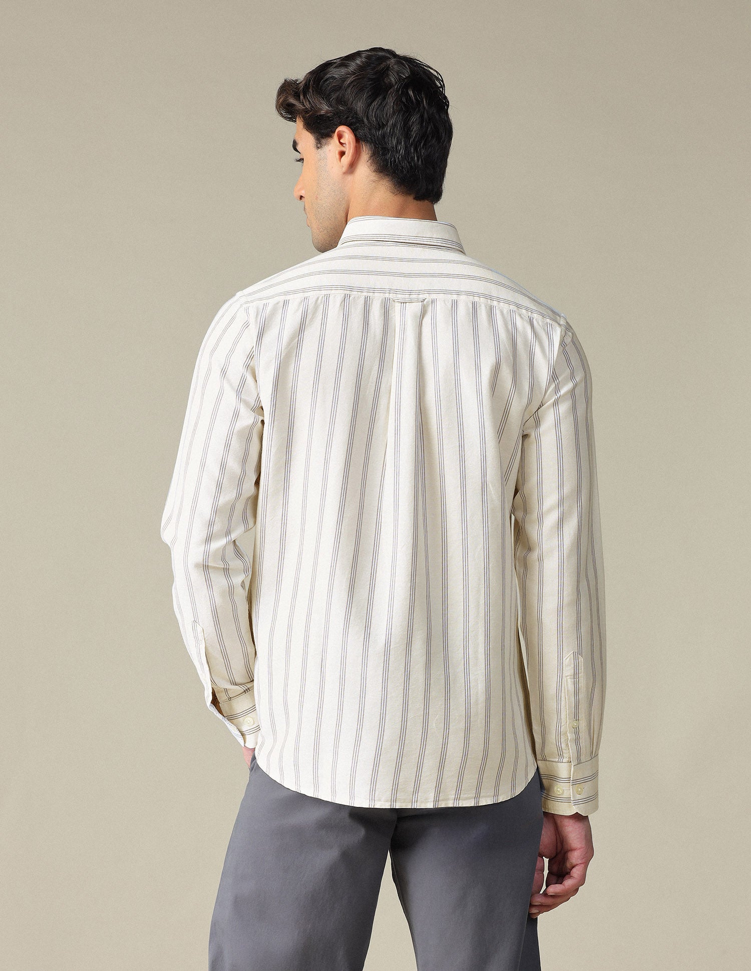 Vertical Striped Button Down Shirt Beige - U.S. POLO ASSN. | Large